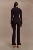 Suzie Ribbed Flared Pants Chocolate
