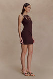 Brock Asymmetrical Neckline Knit Top Dark Chocolate
