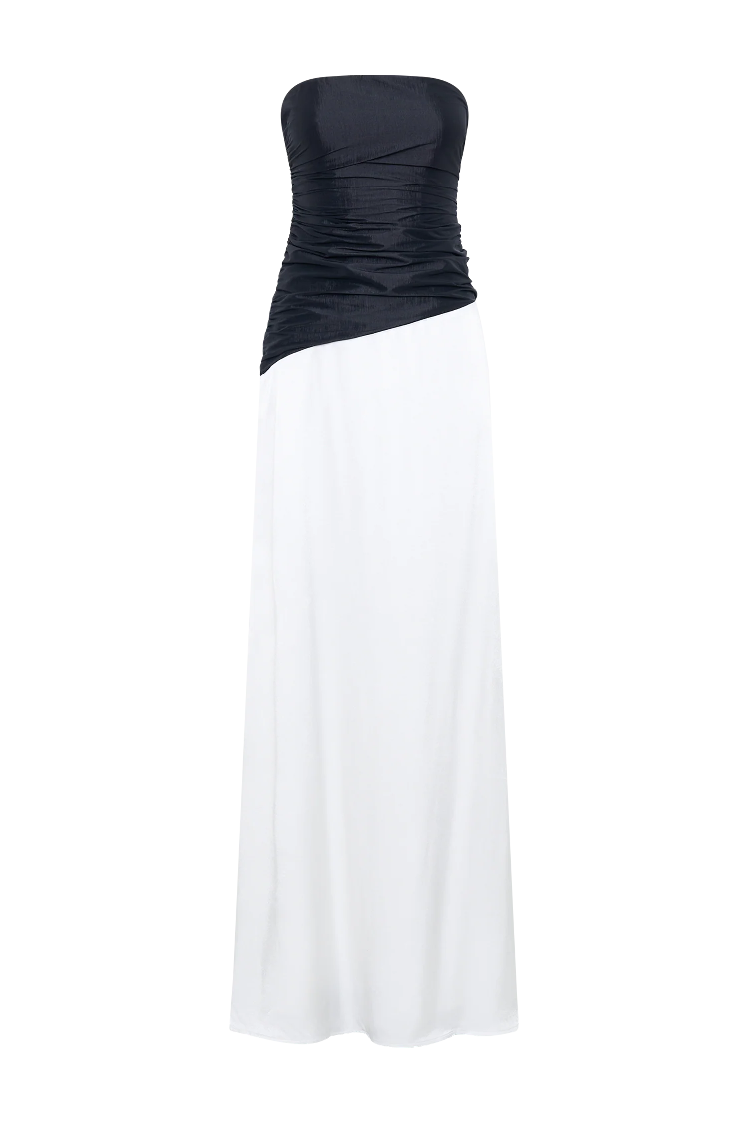 Serena Strapless Taffeta Maxi Dress White Black