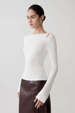 Ricky Knit Long Sleeve Longline Top Ivory