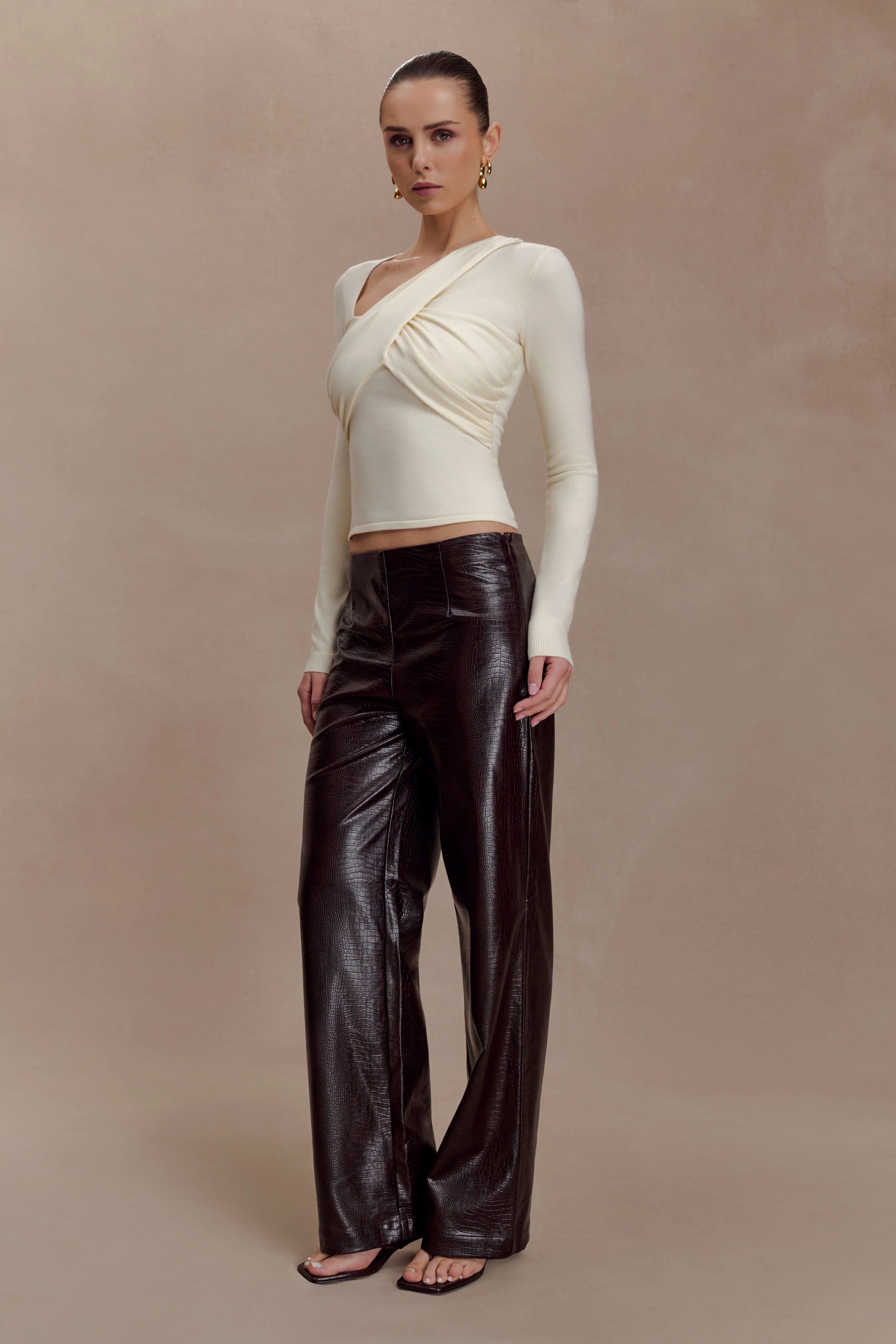 Kaylen Knit Long Sleeve Top Ivory