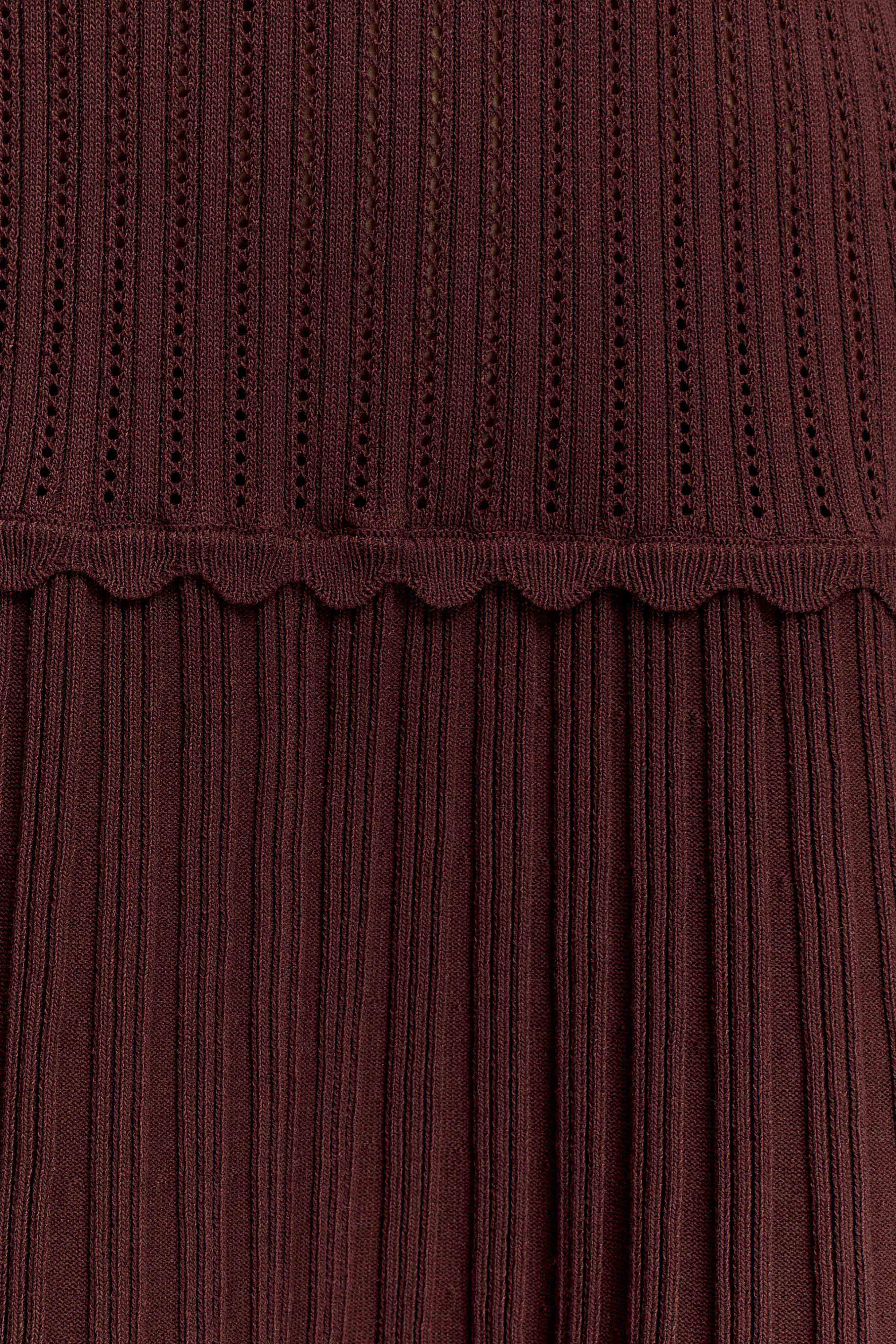 Adena Pointelle Knit Mini Dress Chocolate