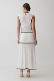 Aris Sleeveless Sheer Maxi Dress Black White
