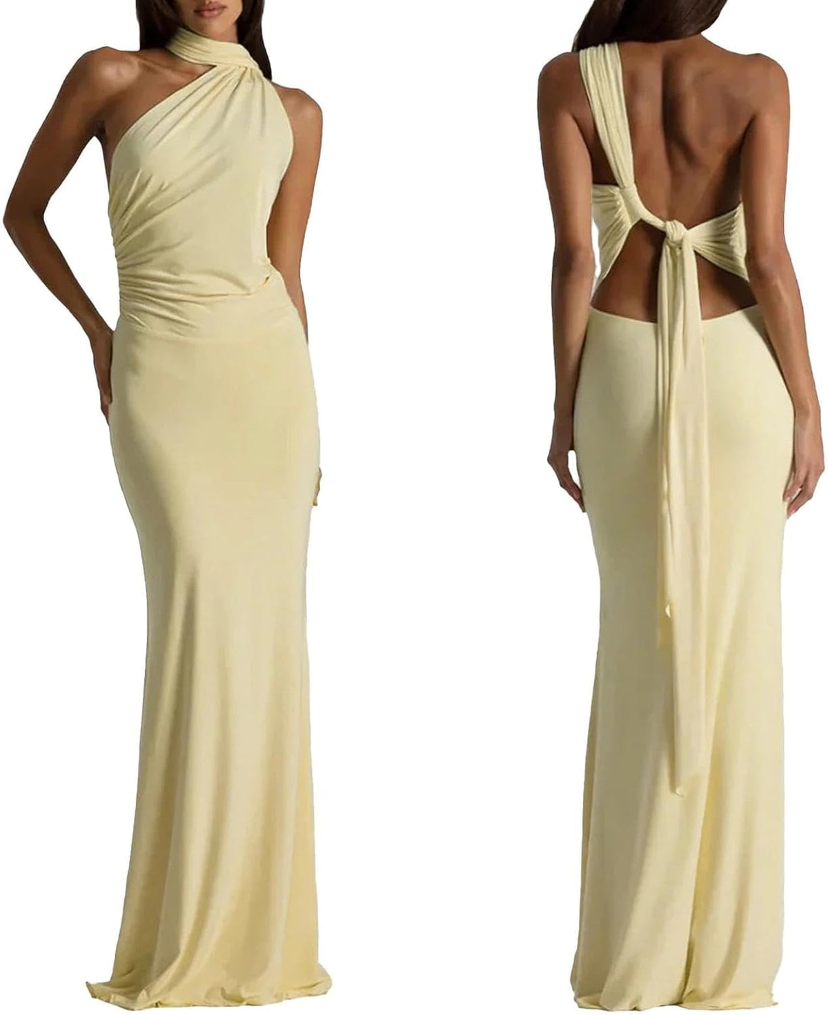 Women Sexy Backless Dress Halter Cut Out Bodycon Maxi Dresses Wedding Guest Beach Vacation