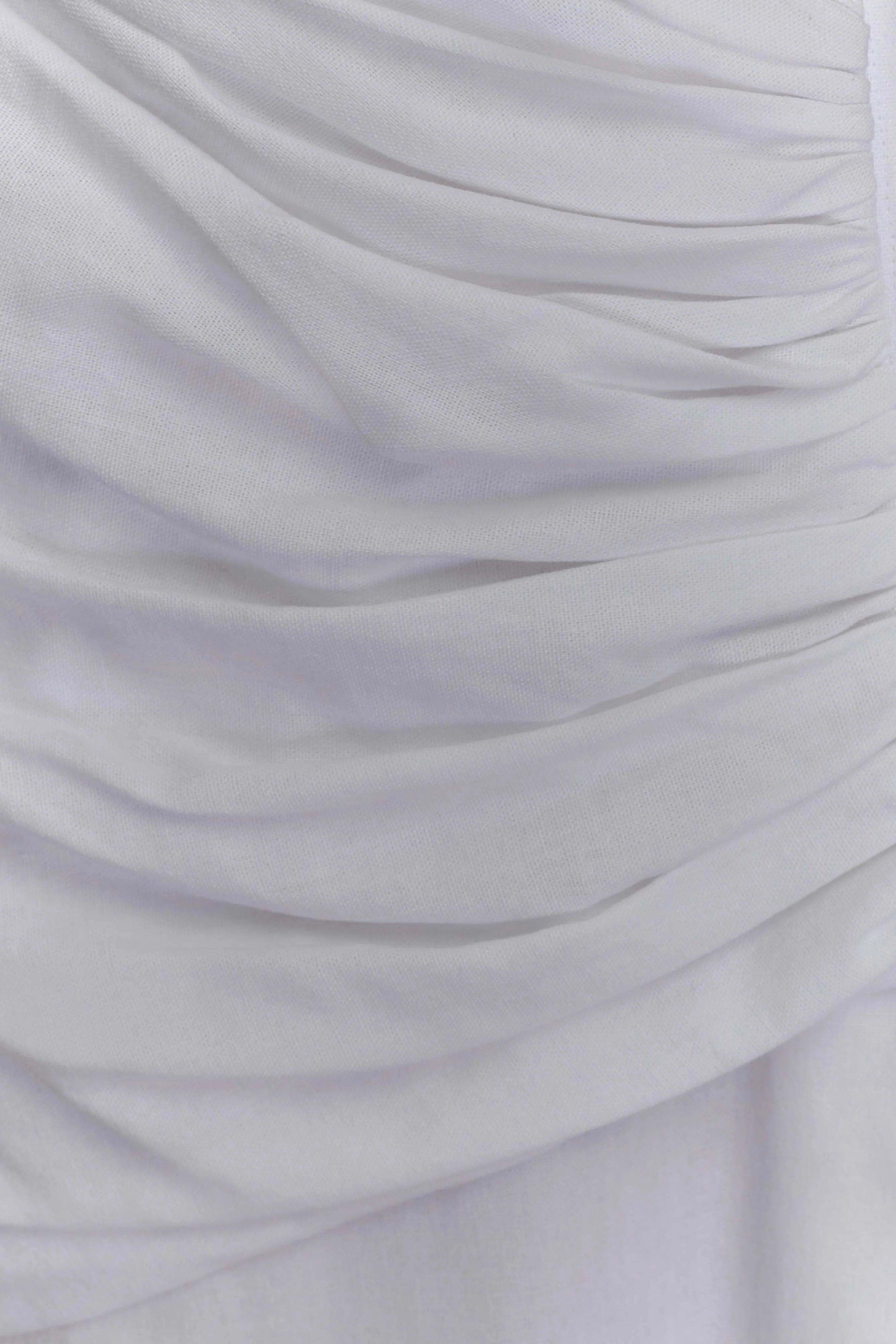Dante Ruched Linen Midi Dress White