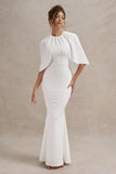 Kianne White Draped Short Sleeve Maxi Dress