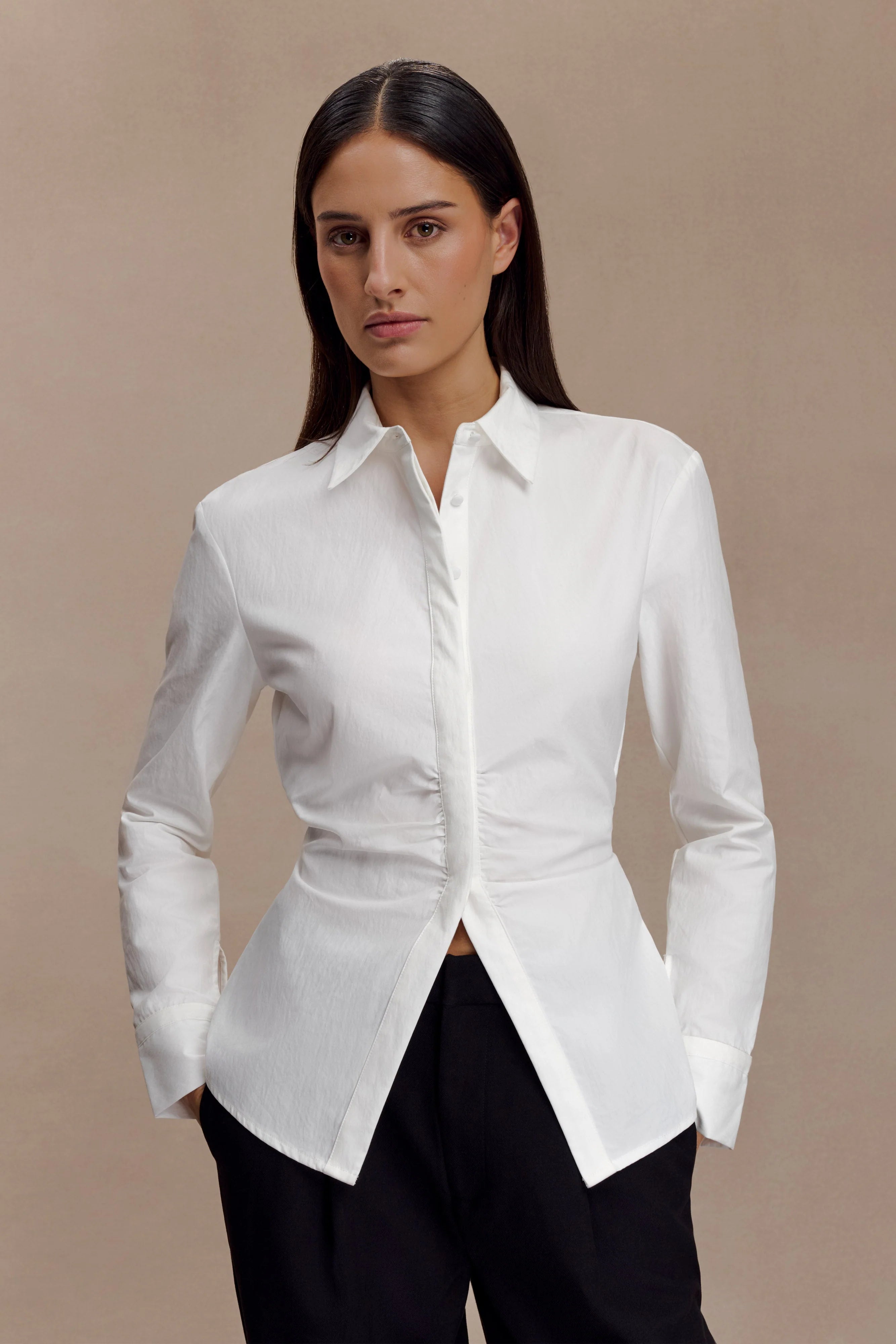 Millie Tie Back Cotton Shirt White