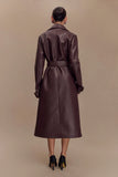 Tarah Faux Leather Trench Coat Cacao Brown