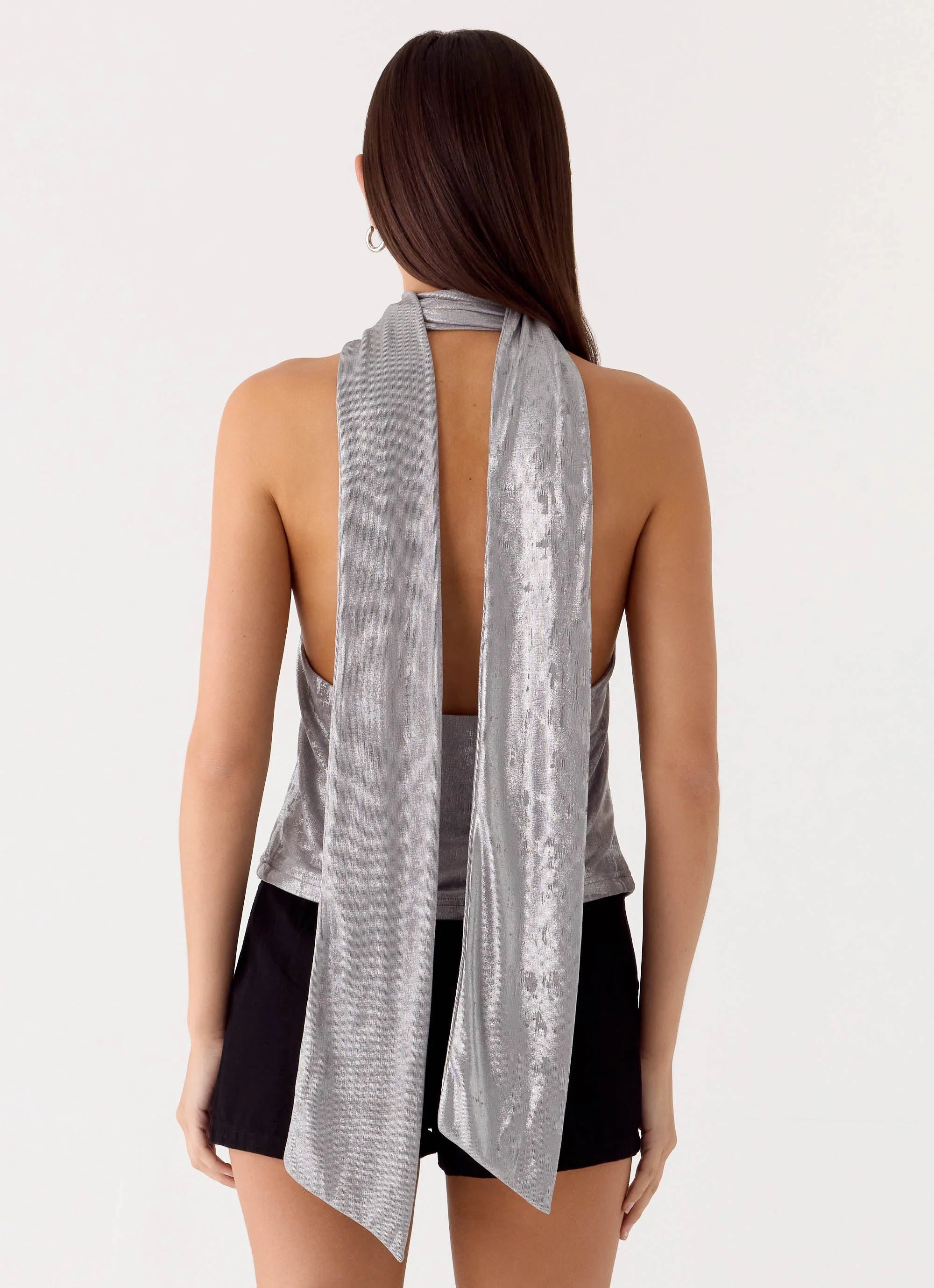 Shining Lights Cowl Top Silver