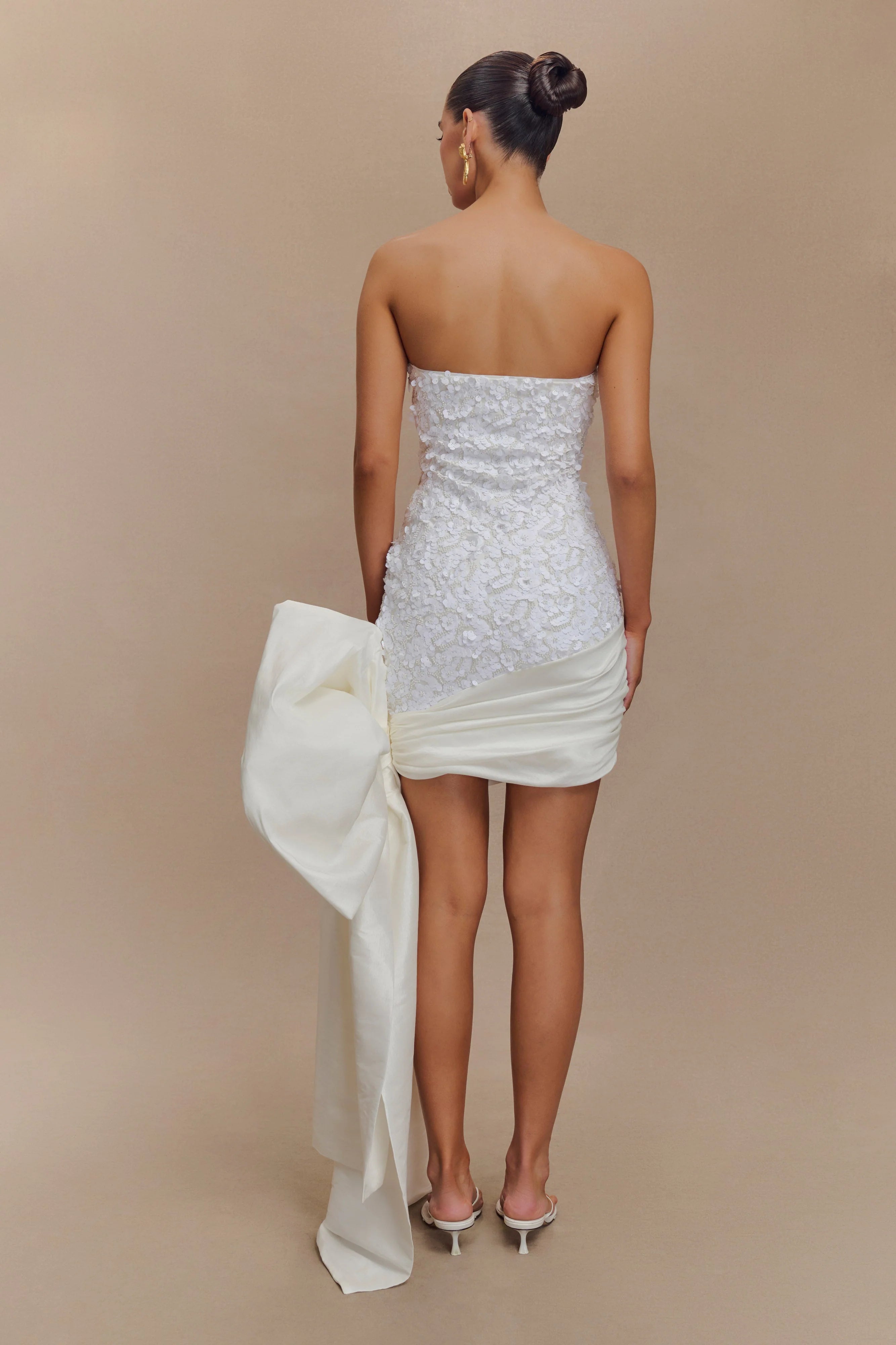 Franka Strapless Bow Mini Dress White