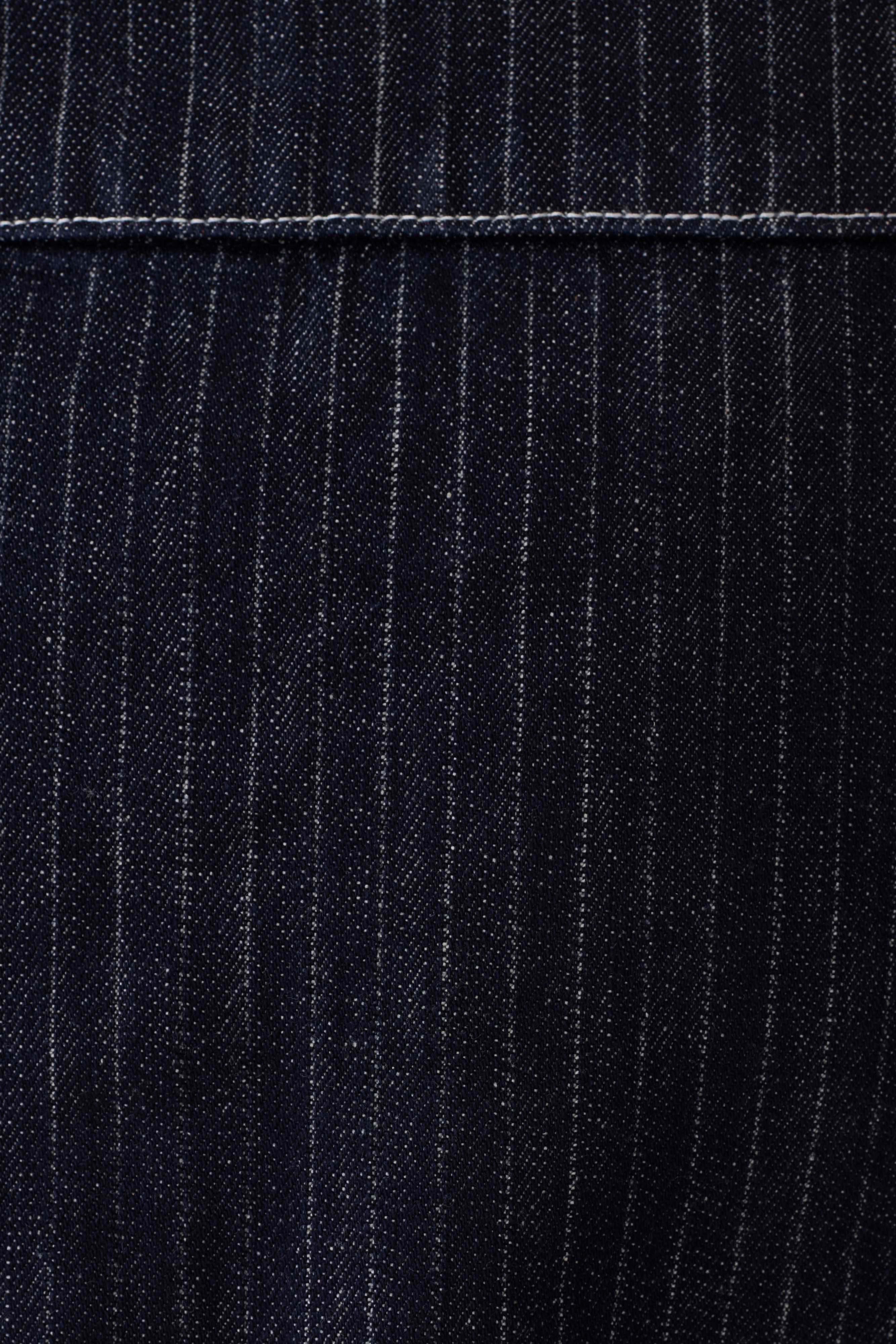 Loraine Mid Rise Denim Mini Skirt Indigo Pinstripe