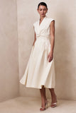 Kylen White V Neck Midi Dress