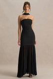 Jaquetta Black Belted Maxi Dress With Pleated Chiffon Skirt