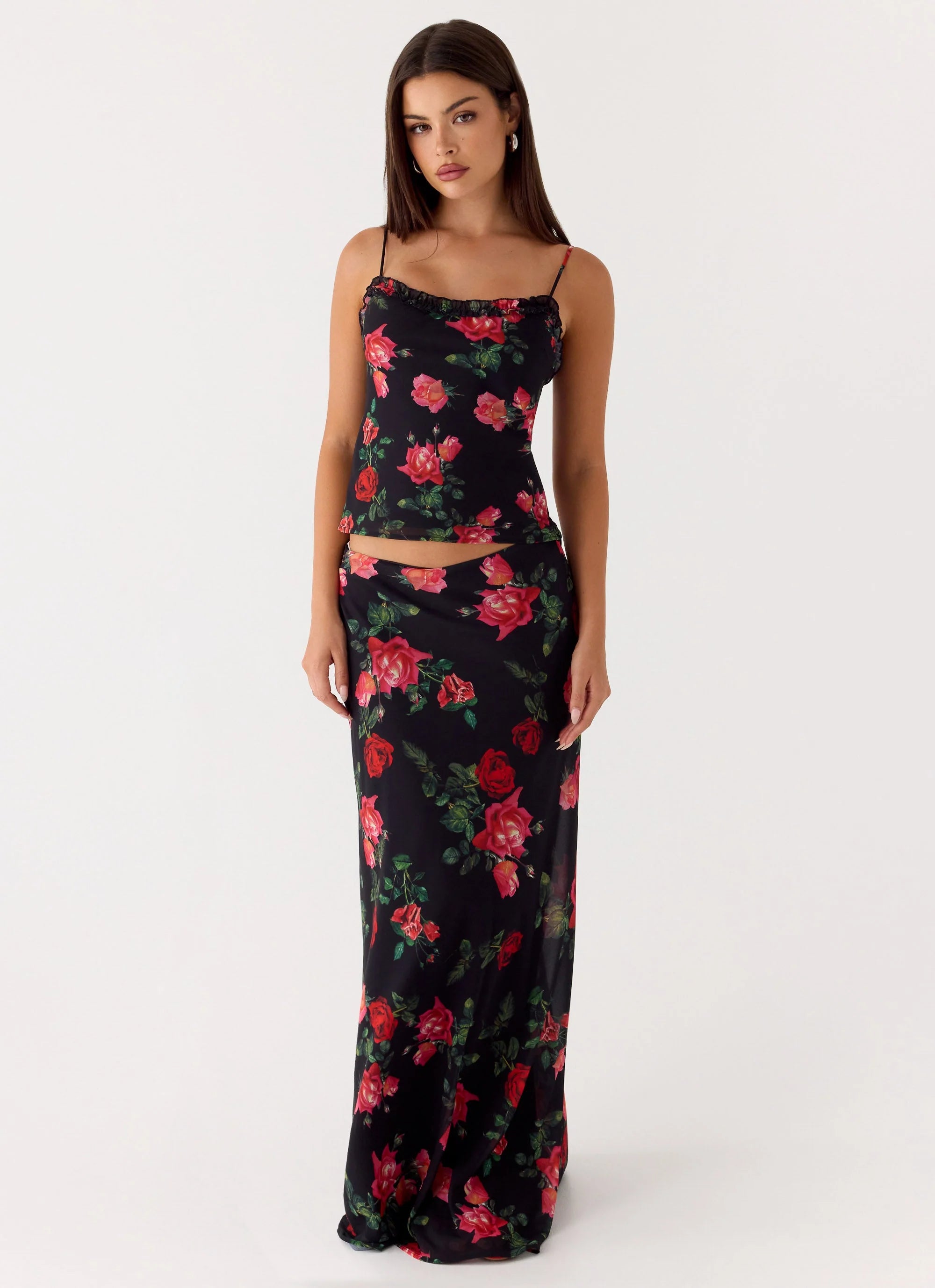 Star Girl Chiffon Maxi Skirt Midnight Bloom