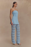 Anette Bandage Knit Strapless Top Sky Blue