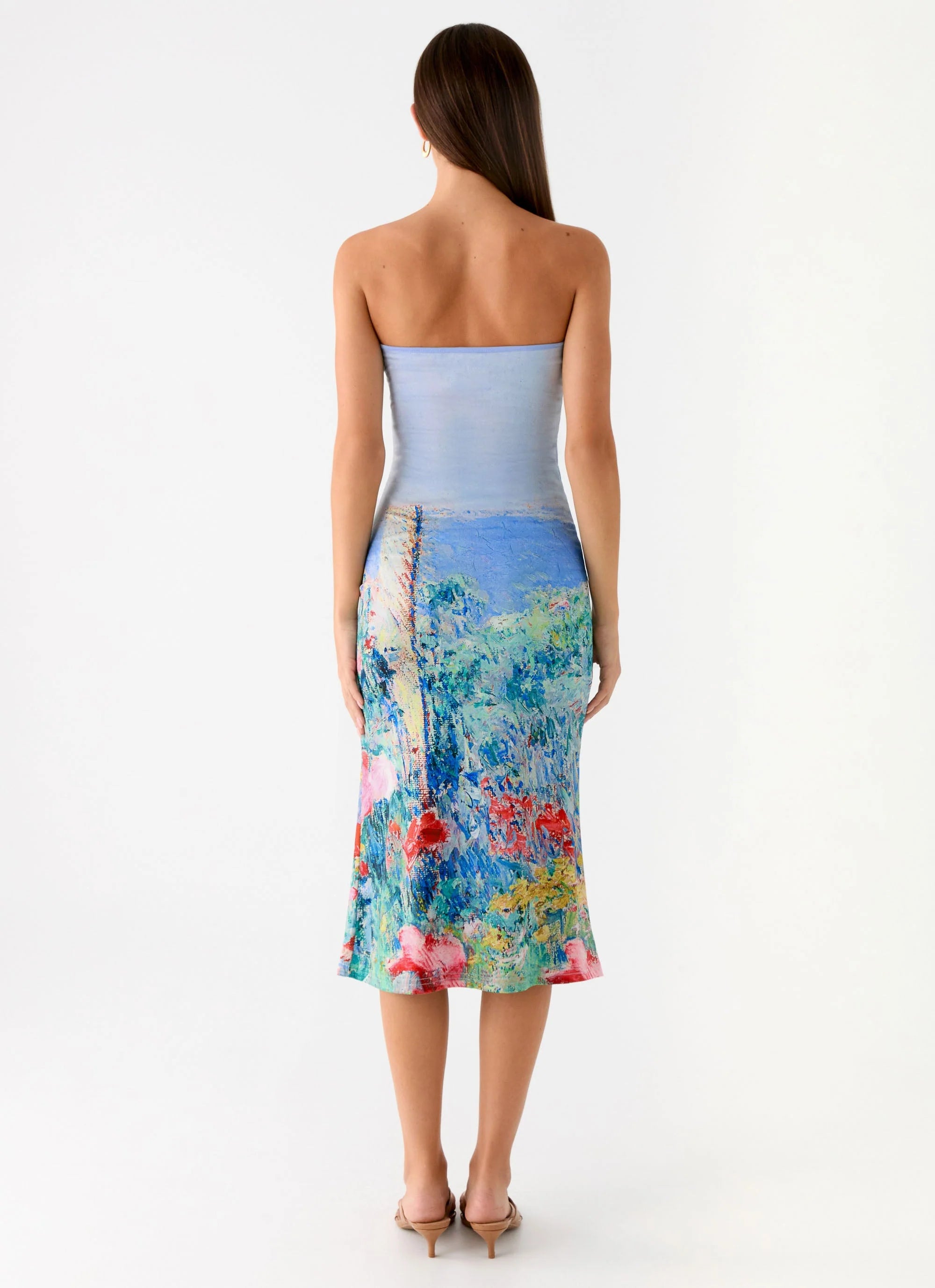 Niko Strapless Midi Dress Spring Garden