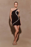 Eleonora Diamante Trim Mini Dress Black