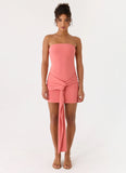 Jiliana Strapless Mini Dress - Coral