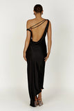 Yvette Slip Maxi Dress With Asymmetrical Hem Black