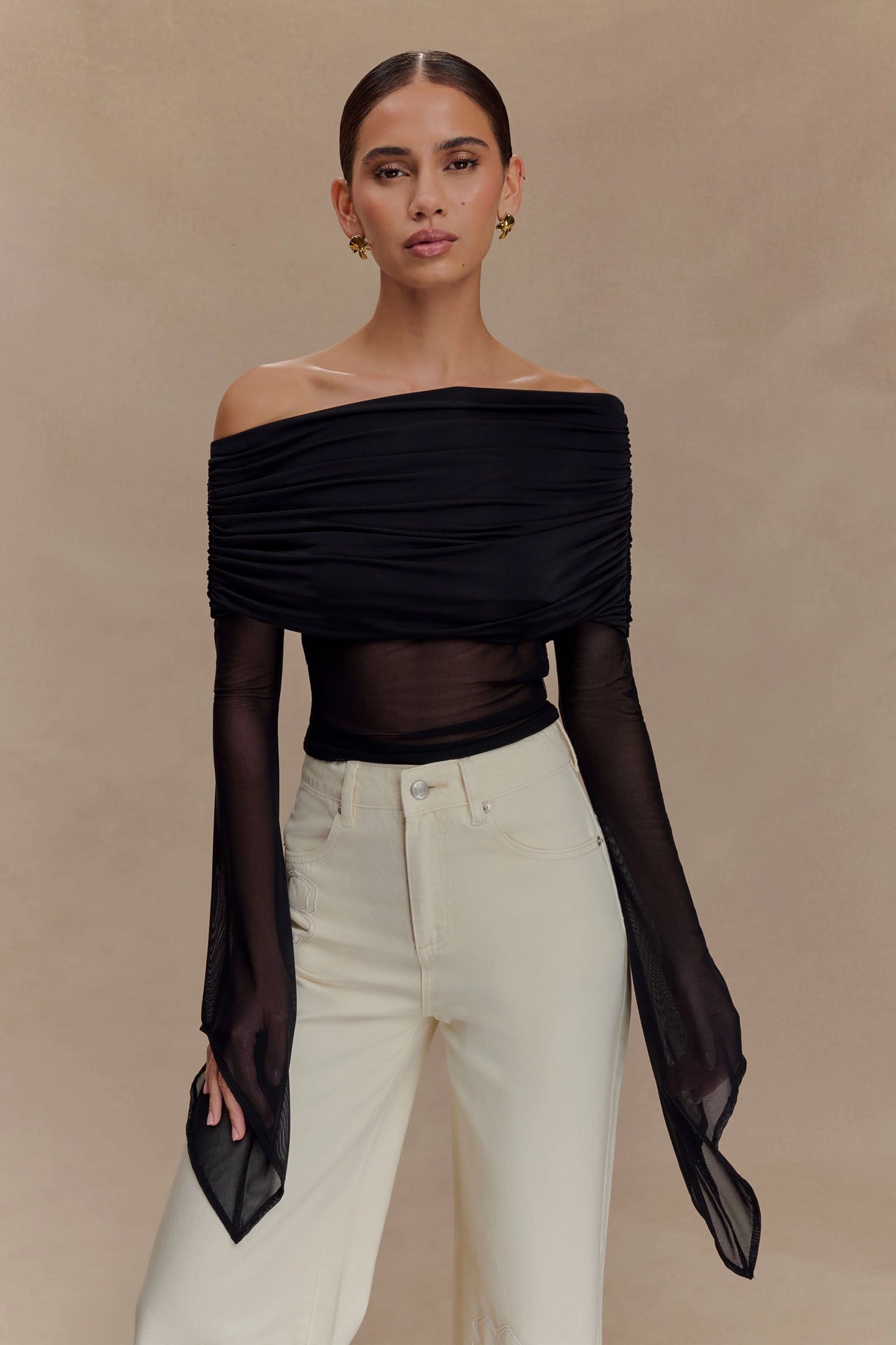 Dahlia One Shoulder Top Black