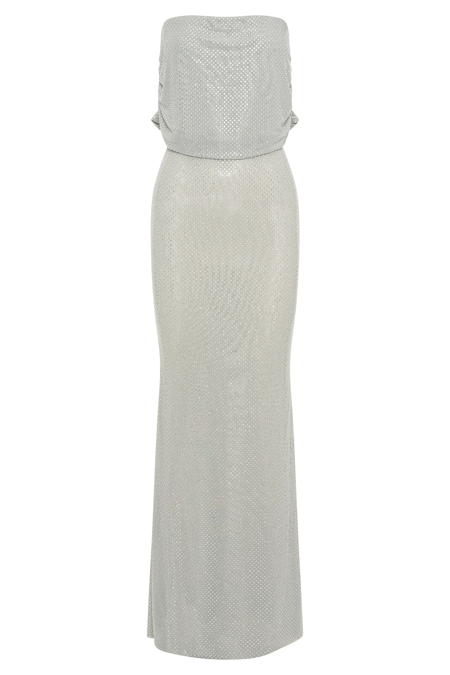 Arna Off Shoulder Diamante Maxi Dress Silver
