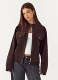 Jeremy Faux Suede Biker Jacket Dark Chocolate
