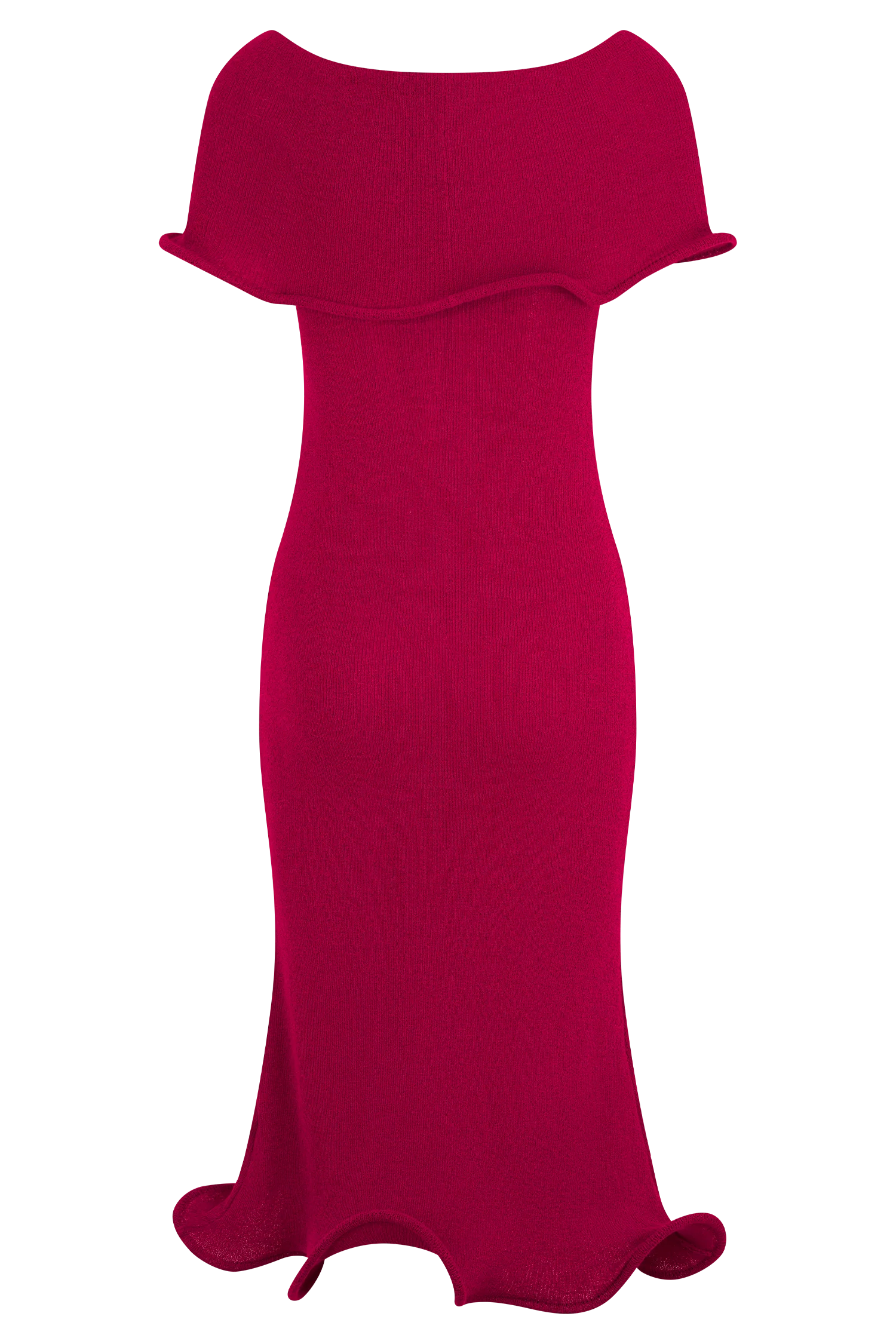 Molly Off Shoulder Knit Midi Dress Raspberry