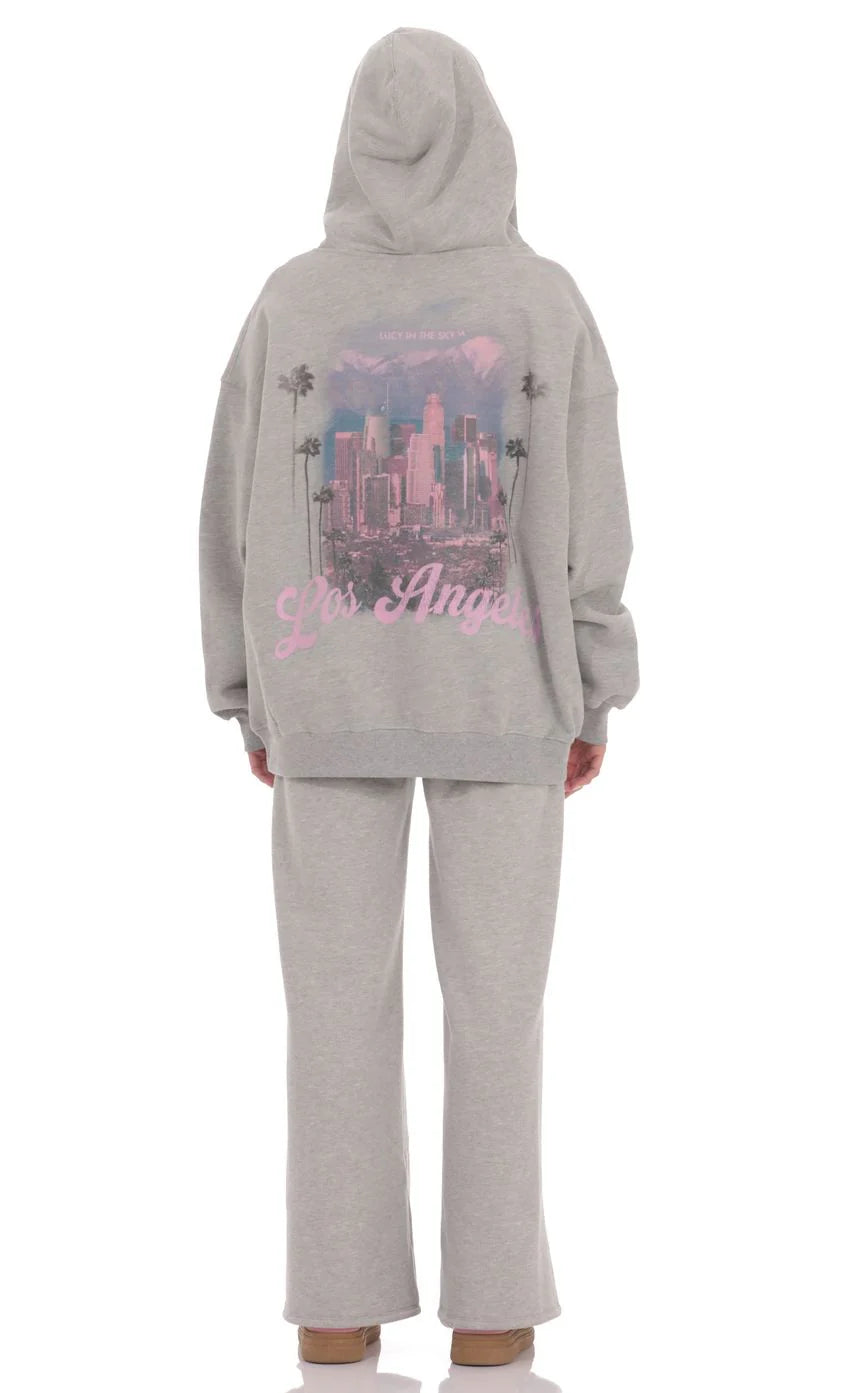 Los Angeles Fleece Hoodie in Grey