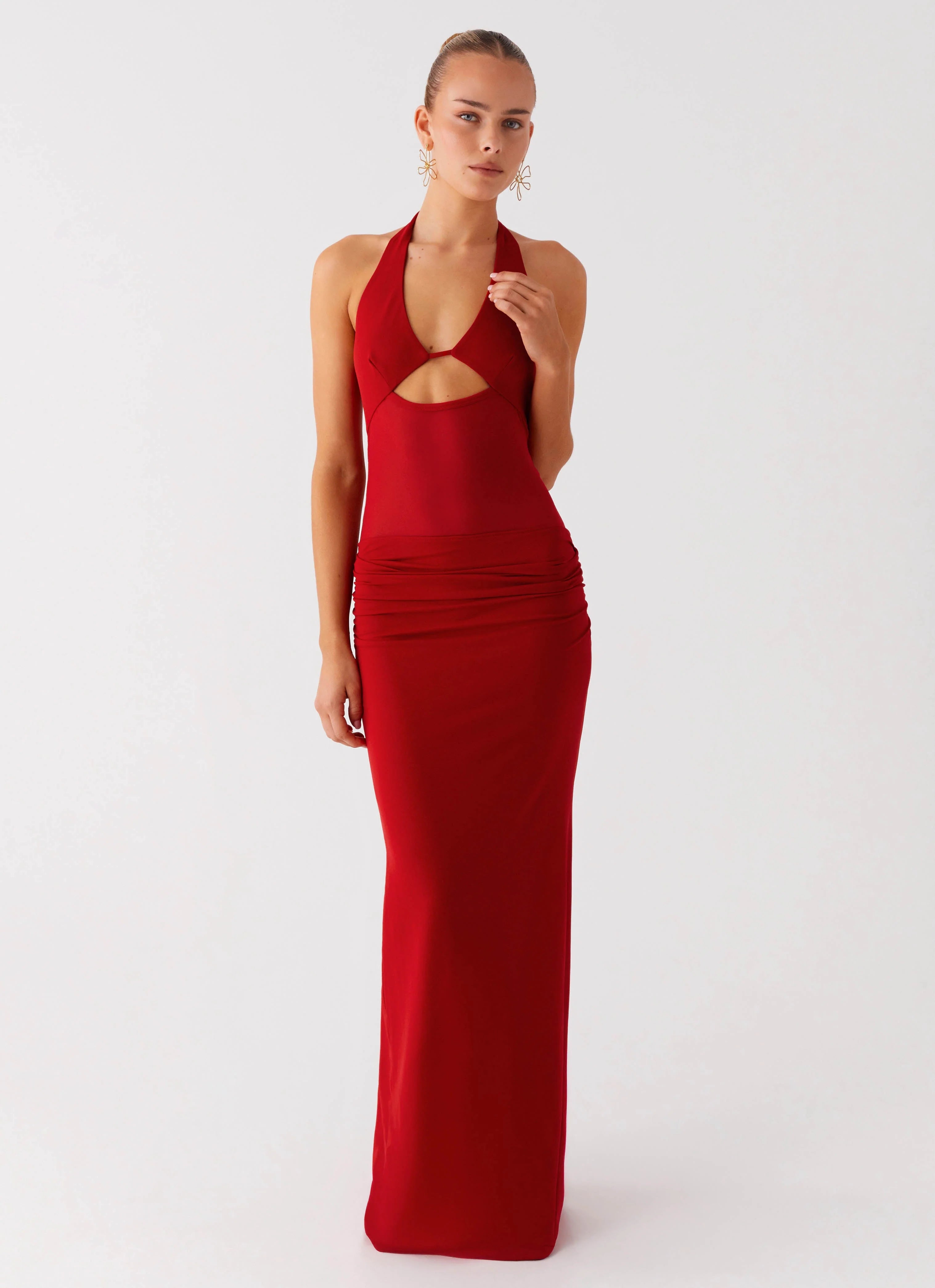 Billen Halter Maxi Dress Red