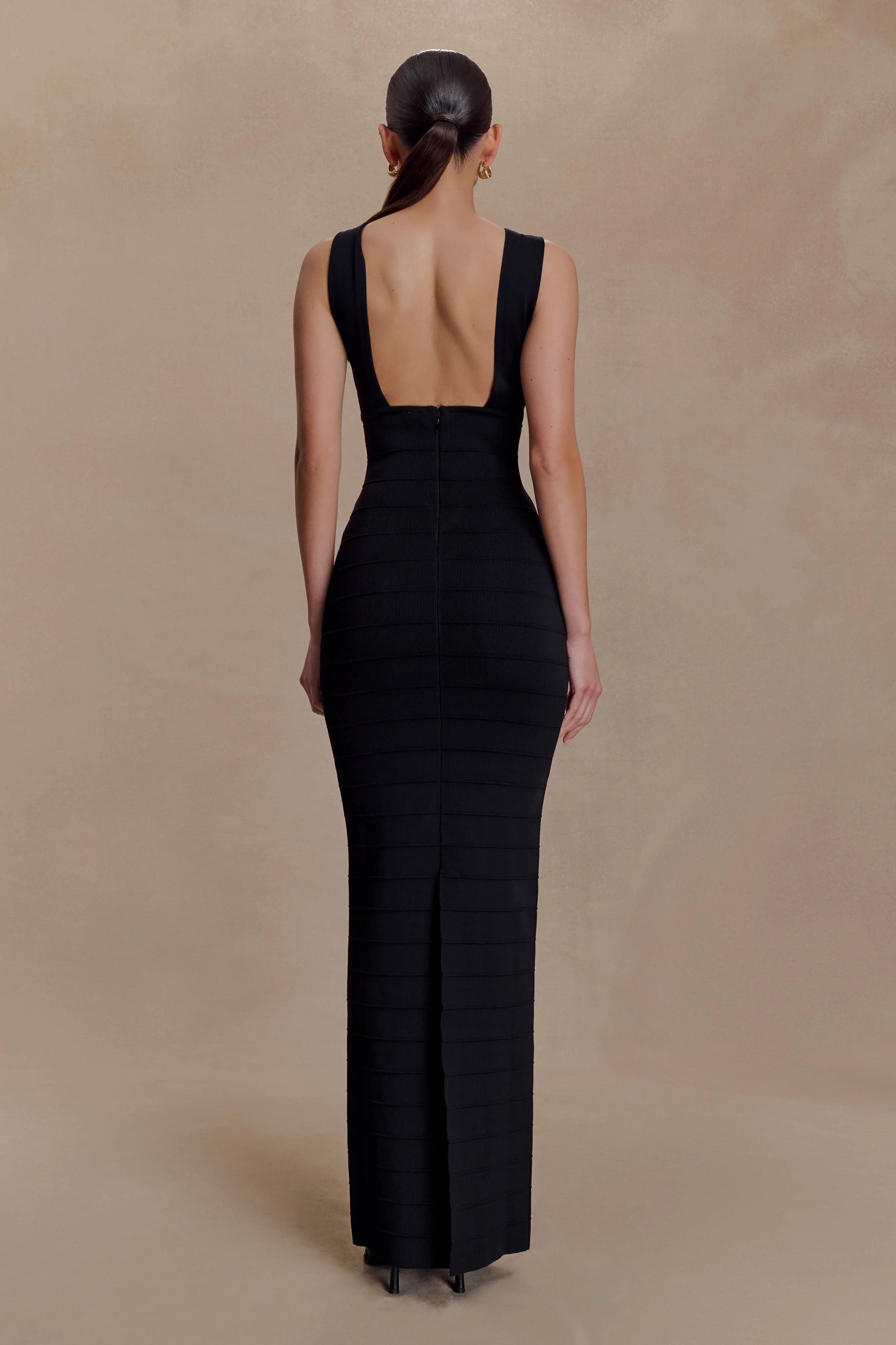 Jaylen Bandage Knit Maxi Dress Black