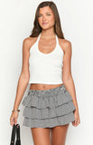 Betsy Black Gingham Ruffle Mini Skirt