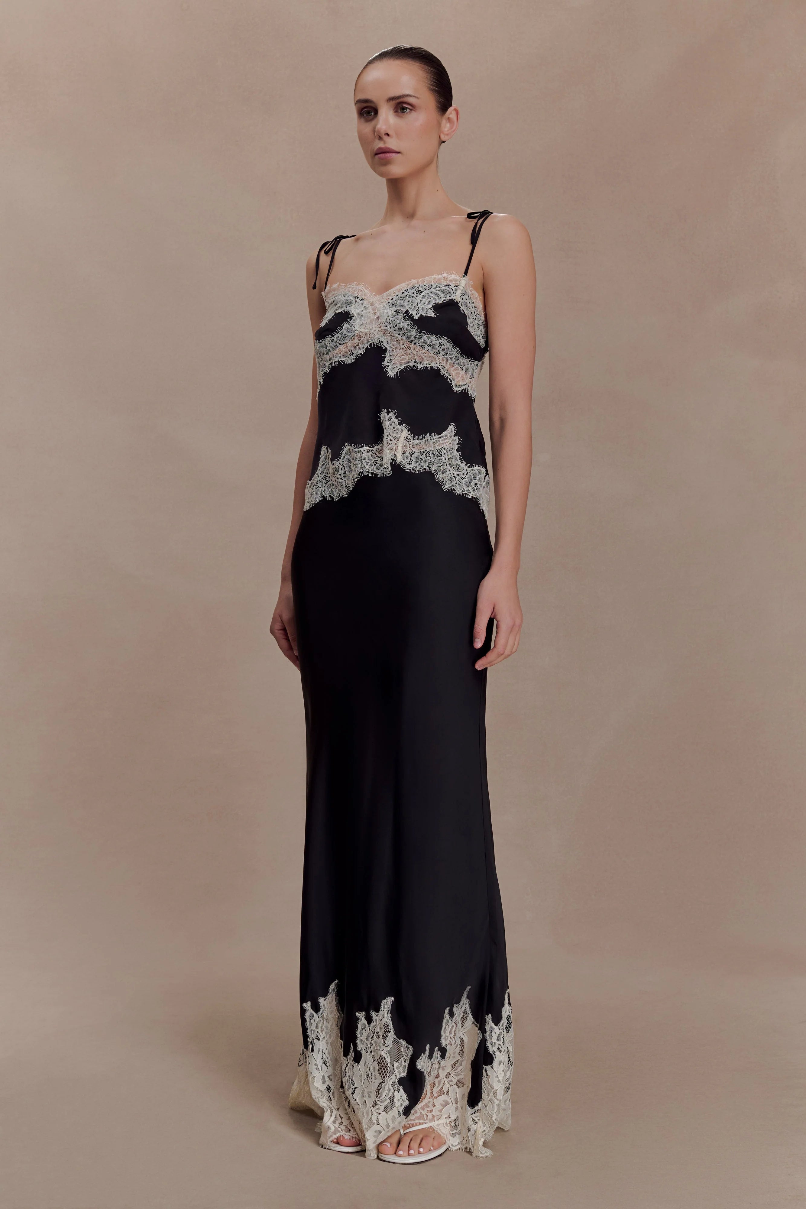 Nina Satin And Lace Camisole Black Ivory