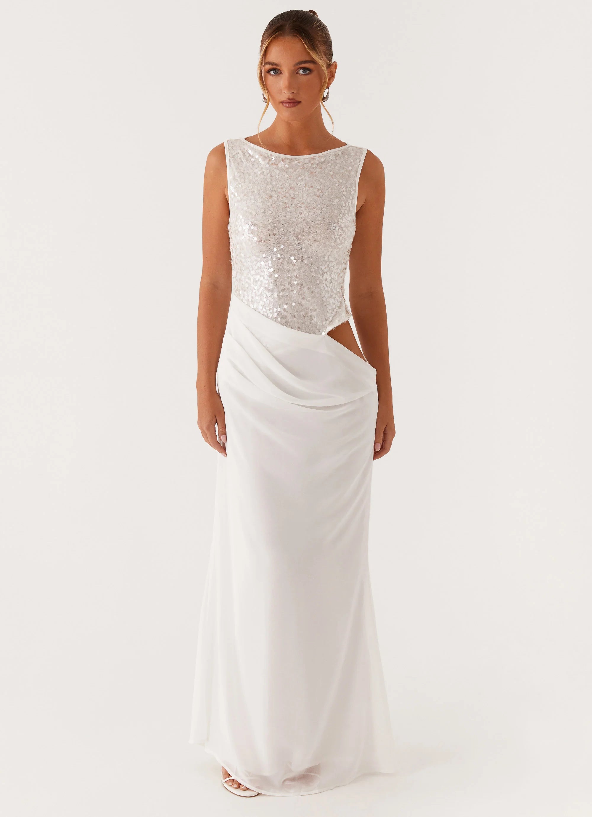 Above Ground Sequin Maxi Dress White