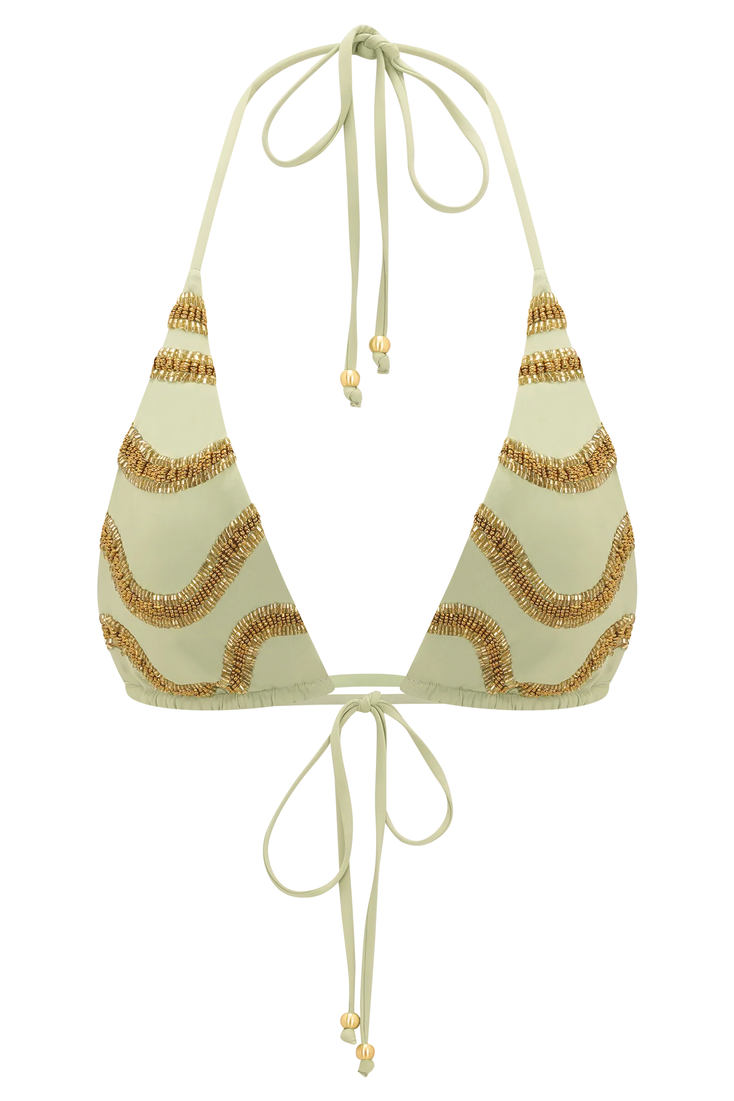 Robyn Beaded Triangle Bikini Top Sage