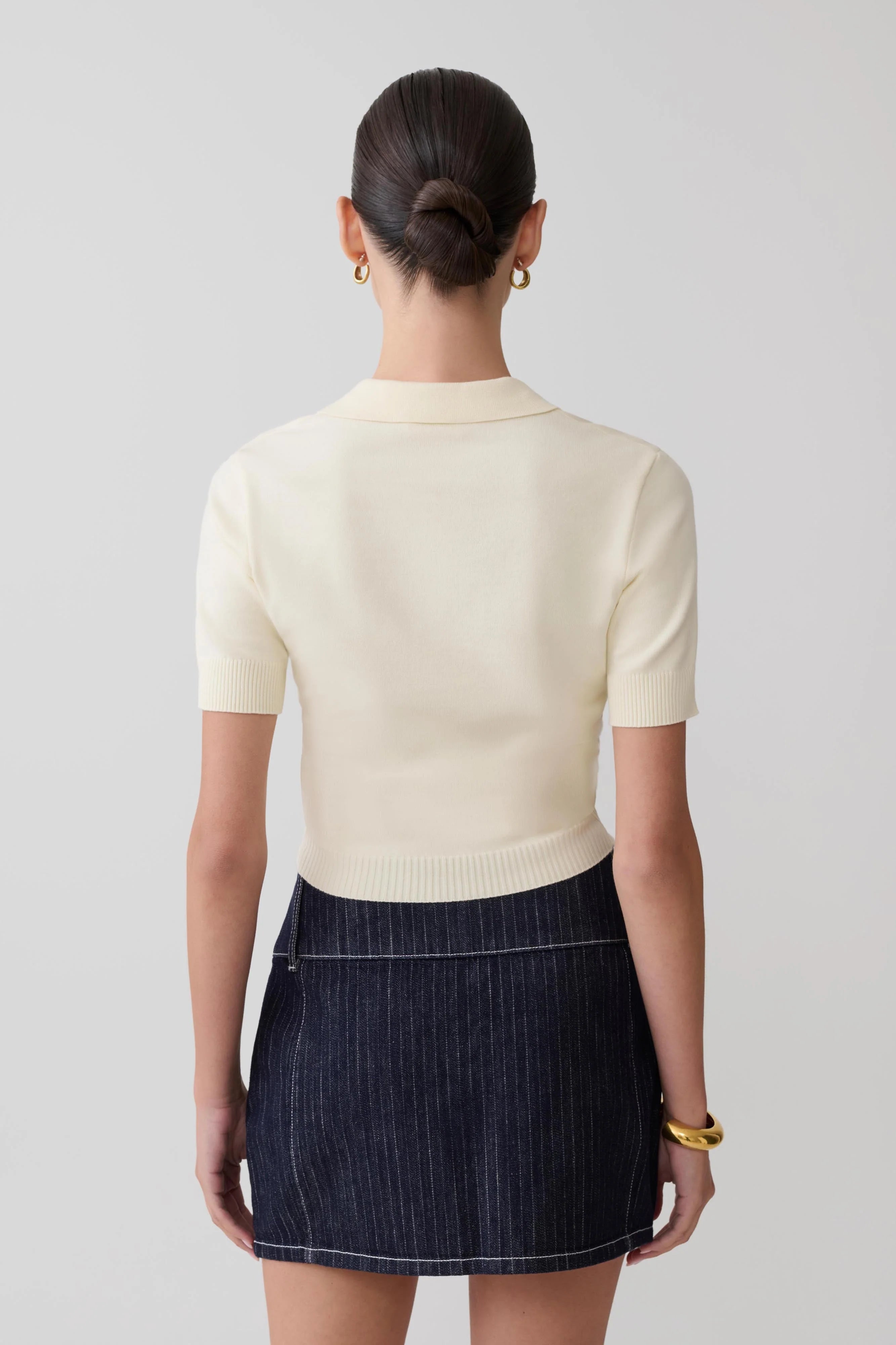 Philly Knit Button Up Top Ivory