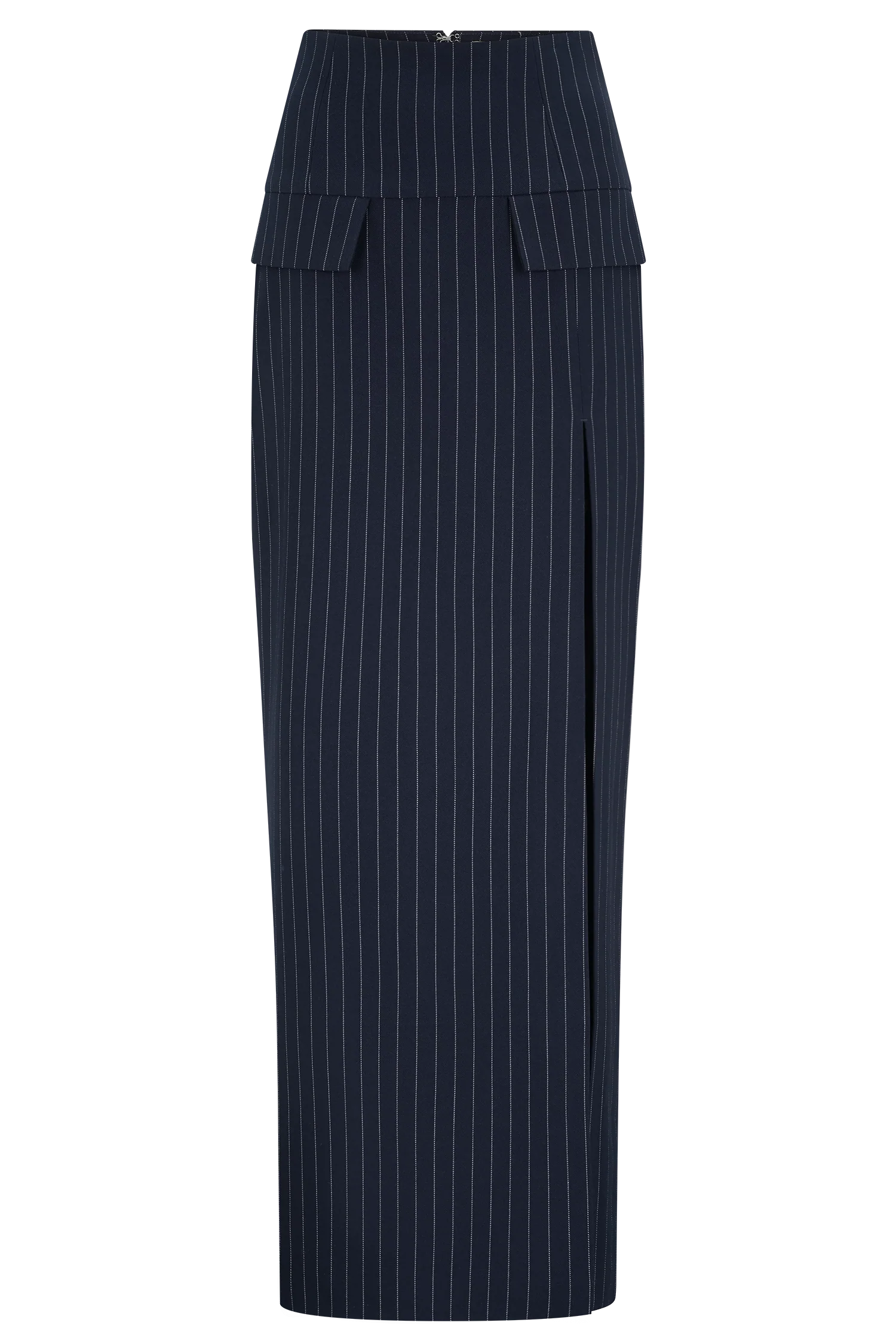 Cassie Column Maxi Skirt Navy Pinstripe