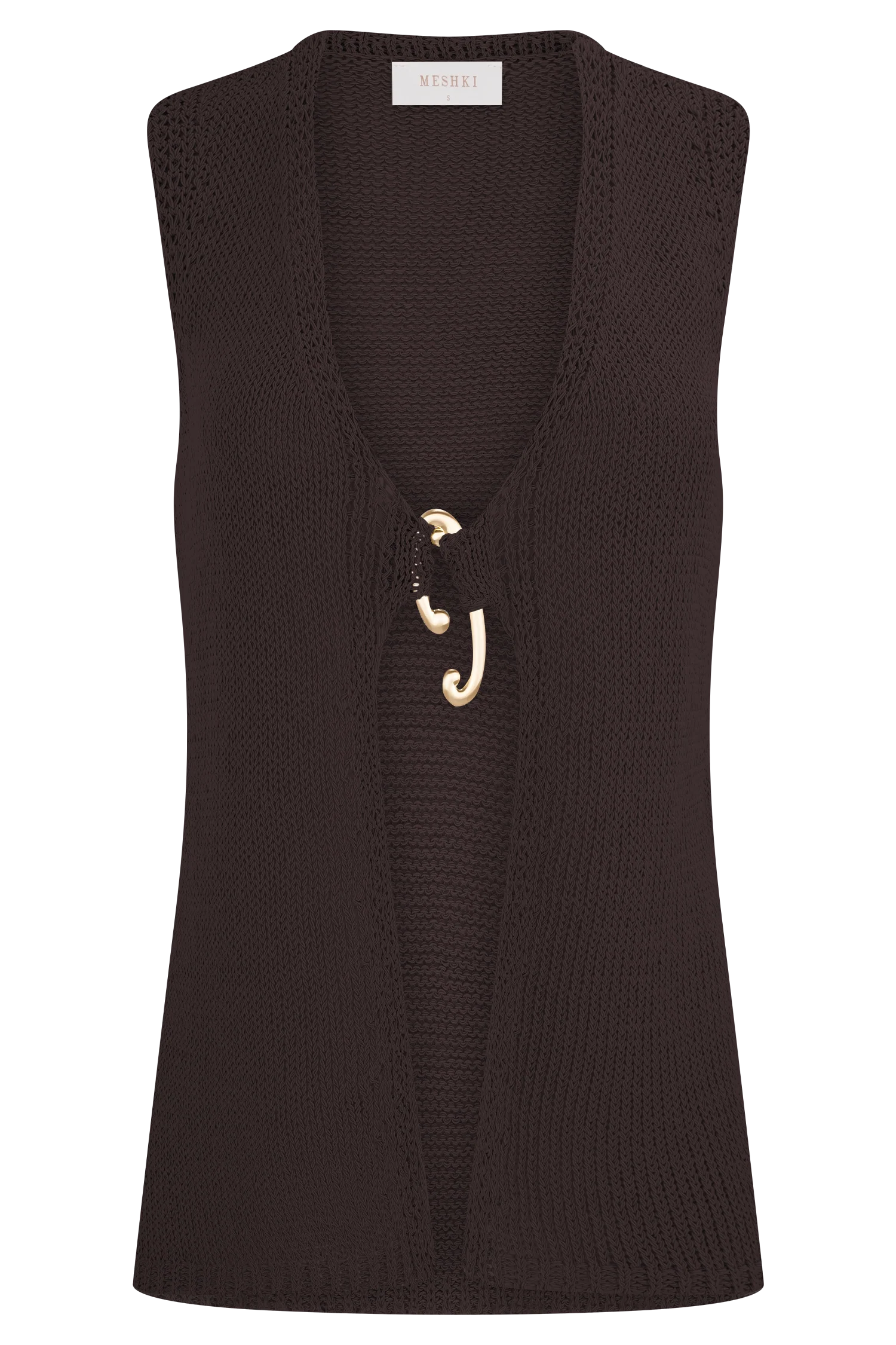 Malani Knit Top With Hardware Chocolate