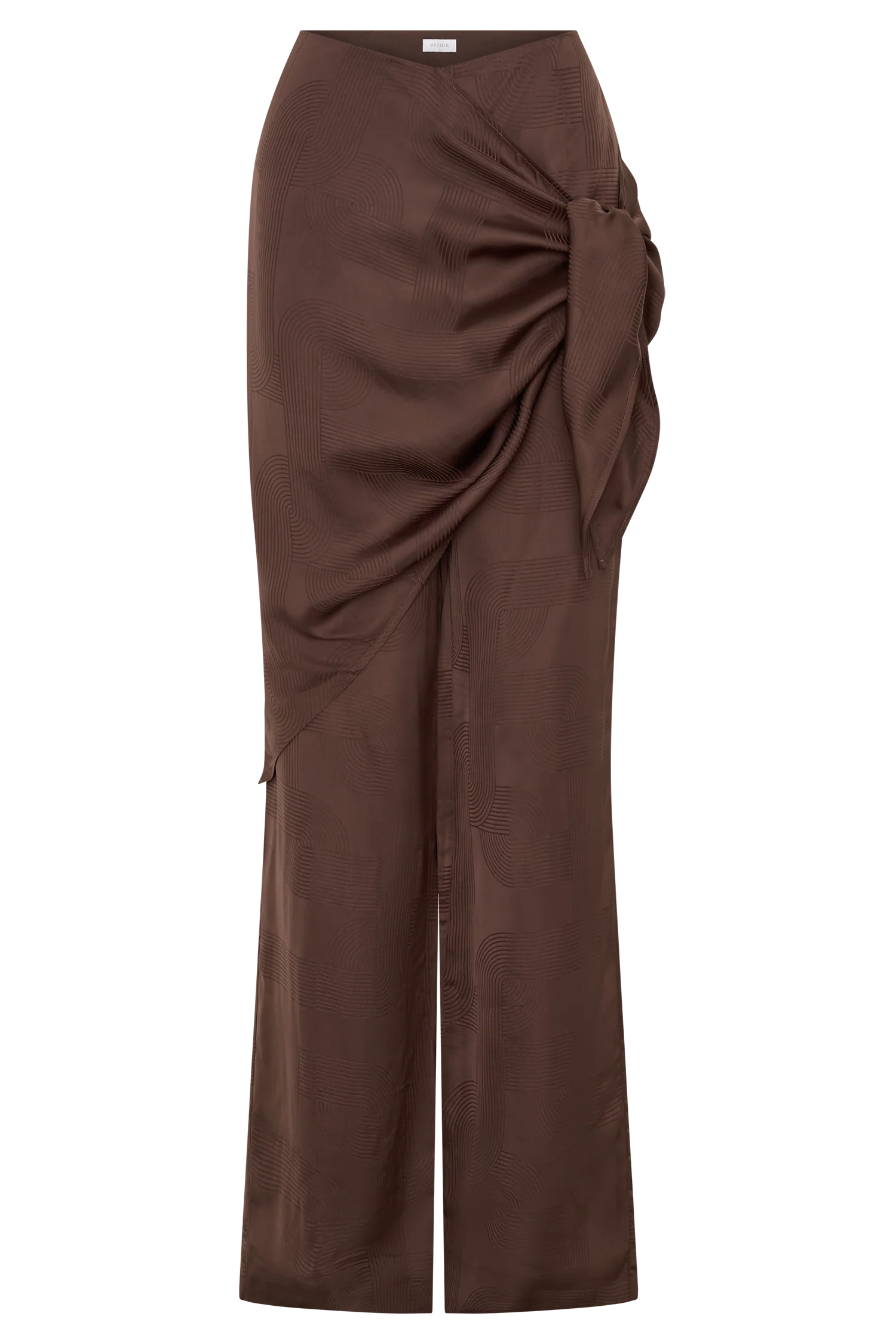 Gia Wrapped Tie Satin Pants Chocolate