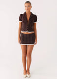 Bennett Button Up Top Toffee Stripe