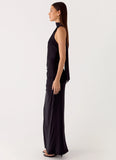 Velvet Vacation Scarf Maxi Dress Black