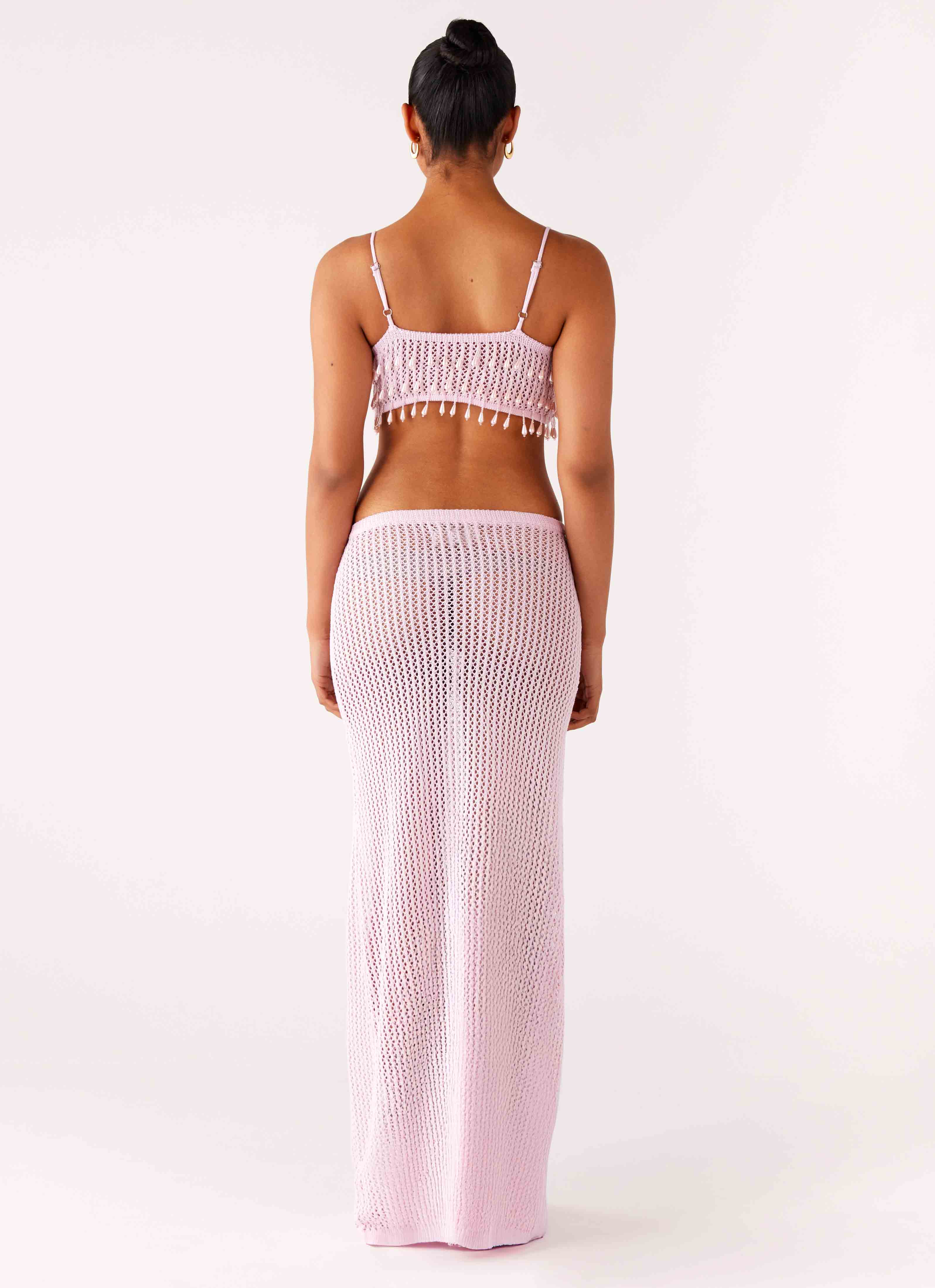 Shellbound Crochet Maxi Dress Pink