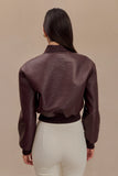 Codi Faux Leather Bomber Jacket Merlot