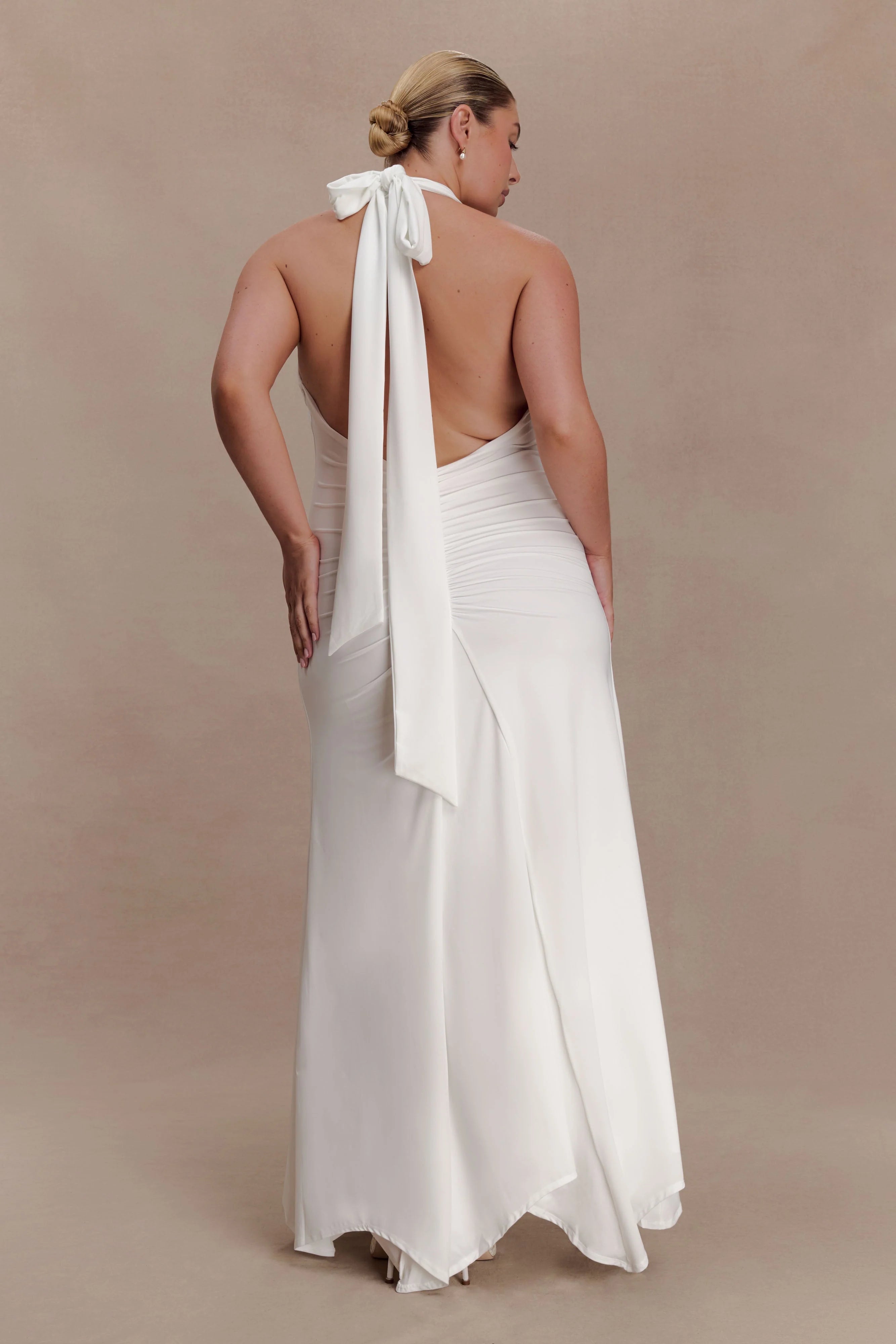Juliet Slinky Maxi Dress With Scarf White