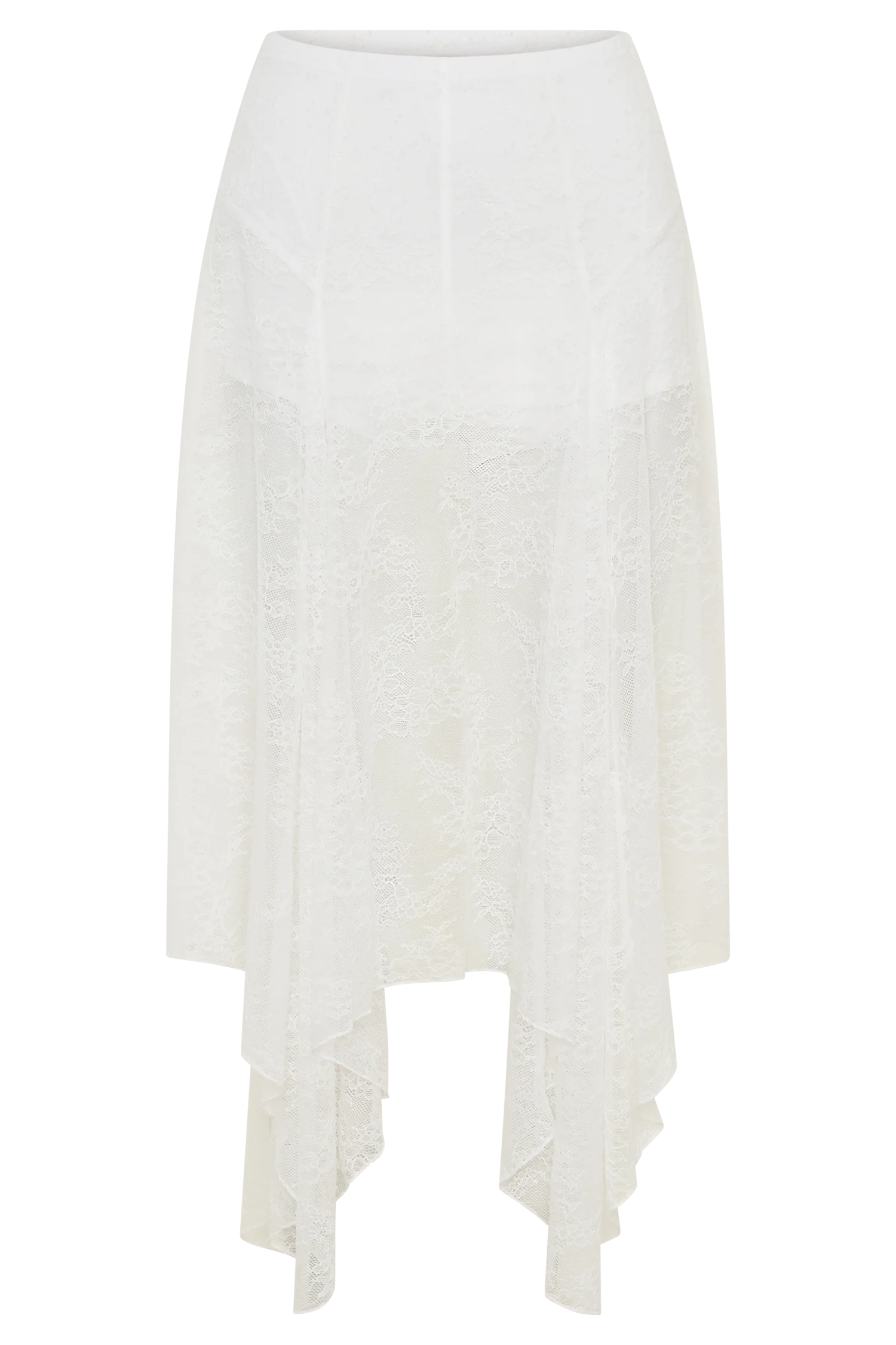 Haime Lace Hankie Midi Skirt Ivory