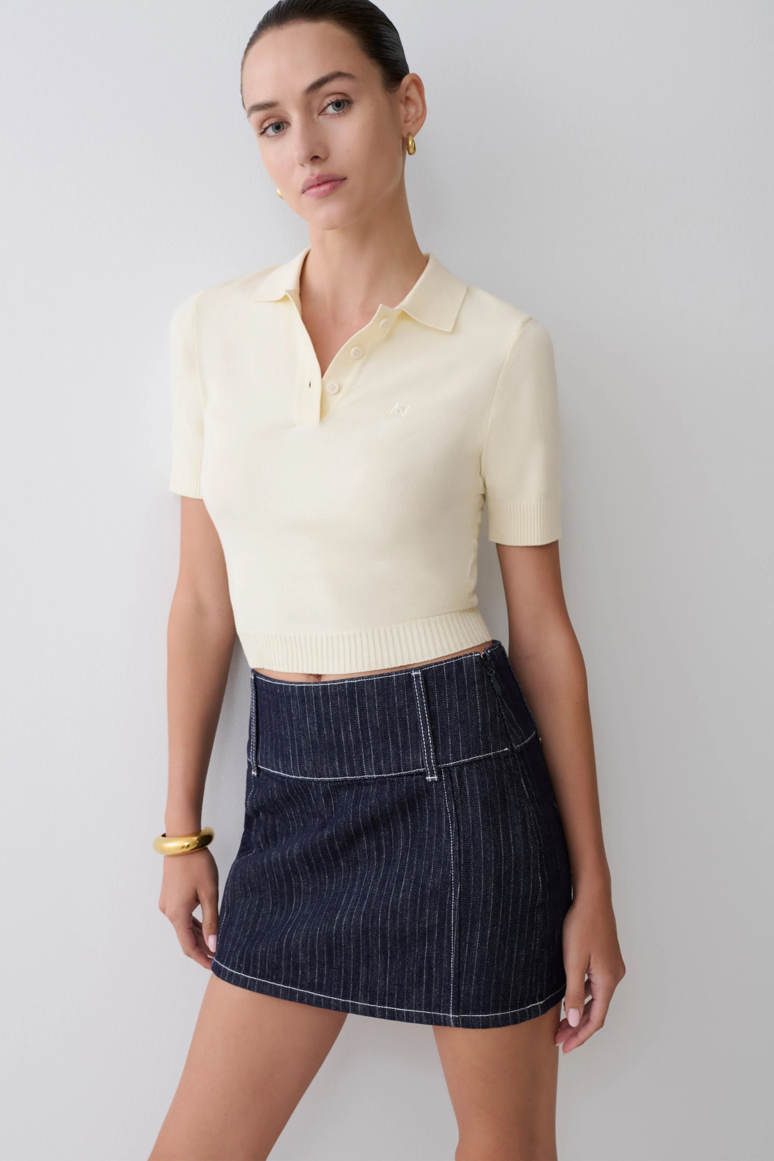 Philly Knit Button Up Top Ivory