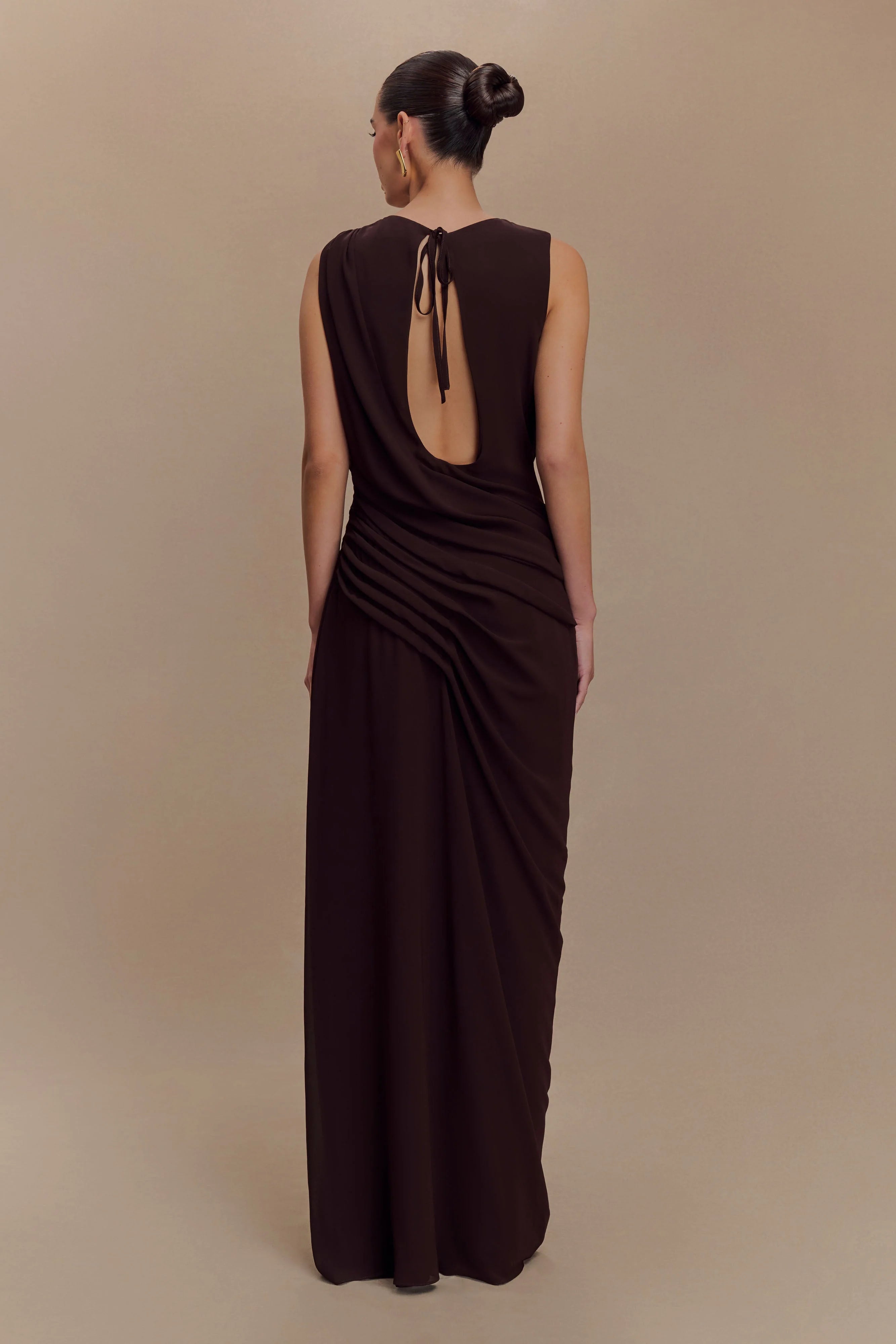 Oria Chiffon Maxi Dress Cacao Brown