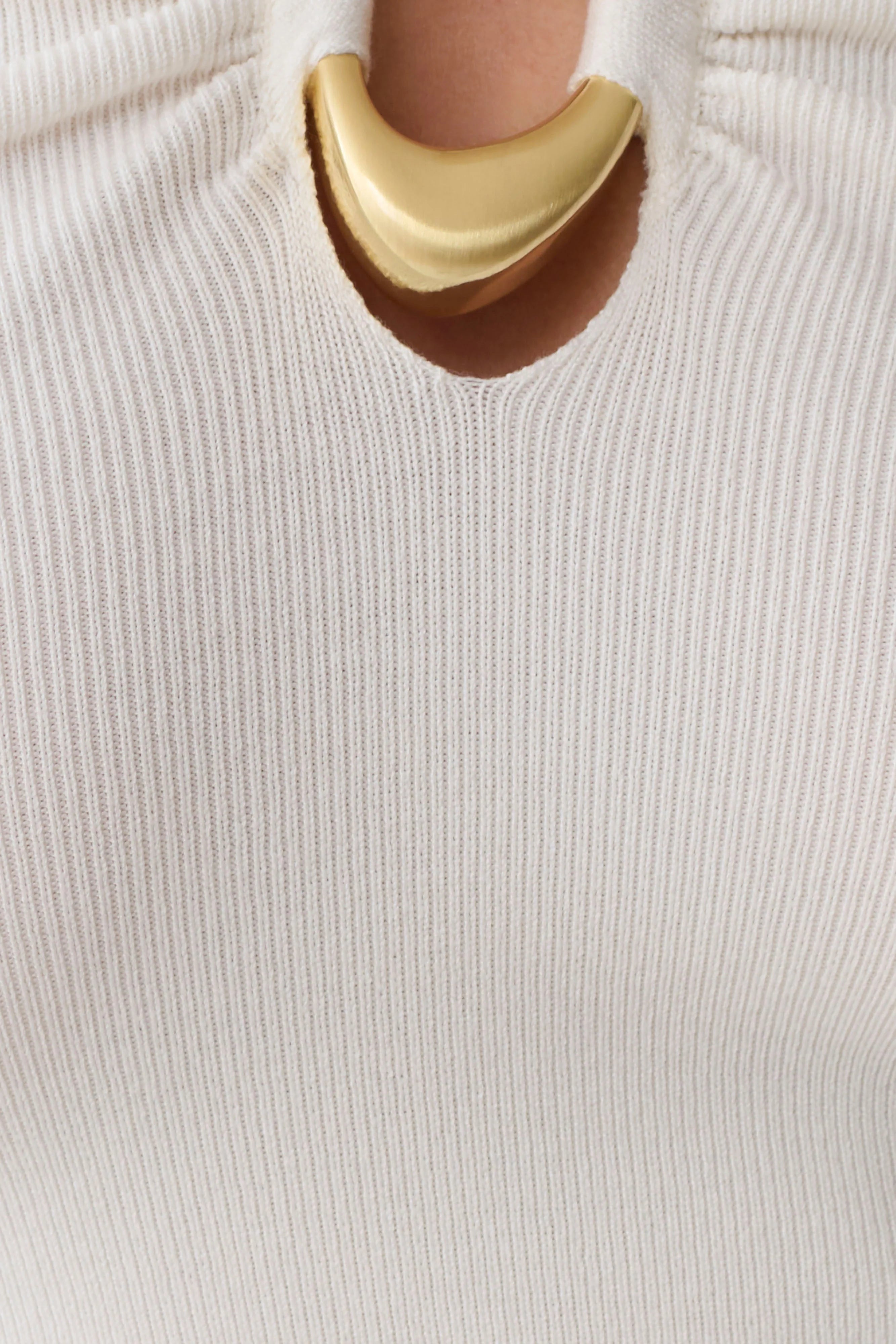 Dimitri Knit Halter Top With Hardware Ivory