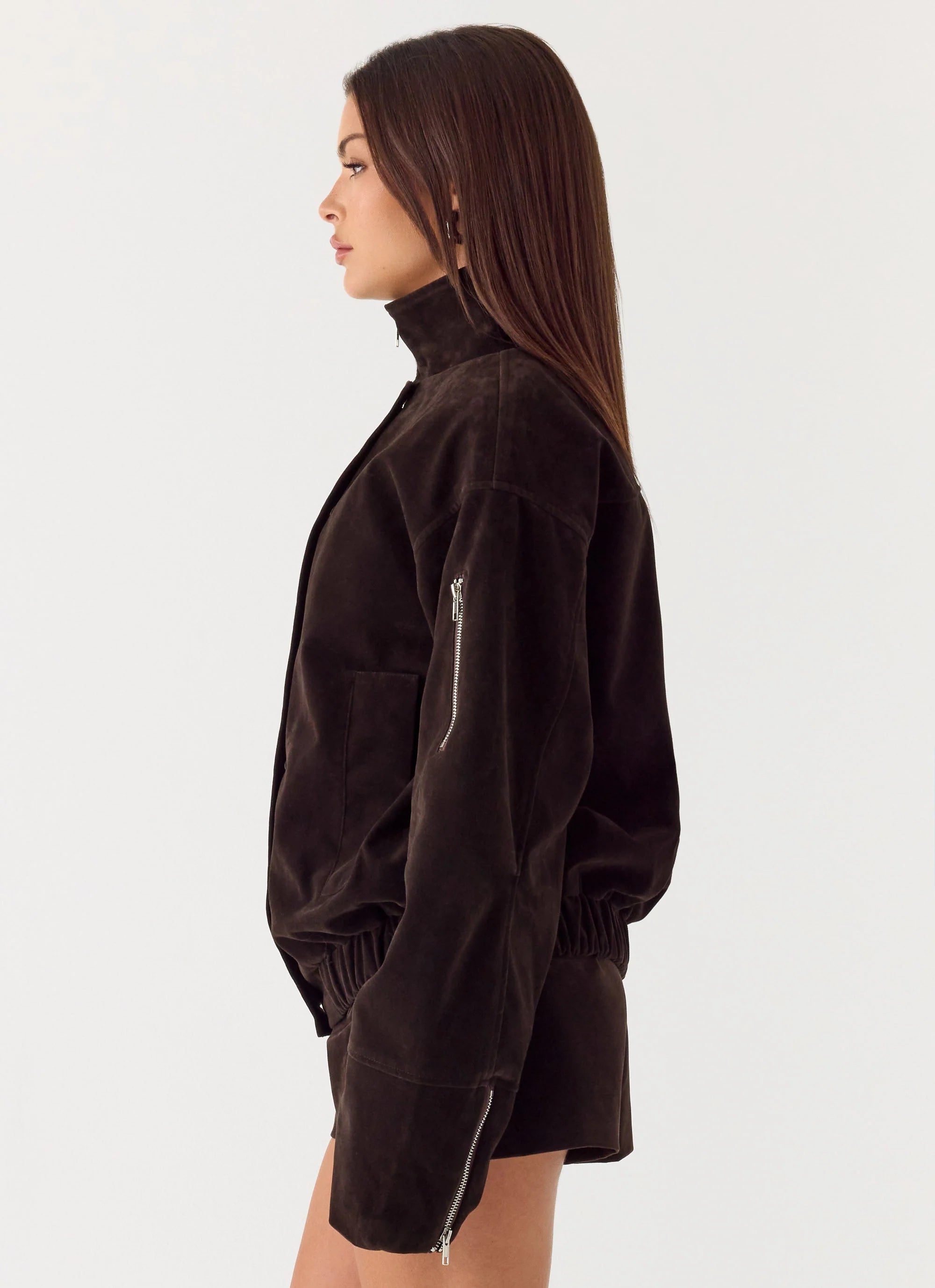 Marlow Faux Suede Jacket Chocolate