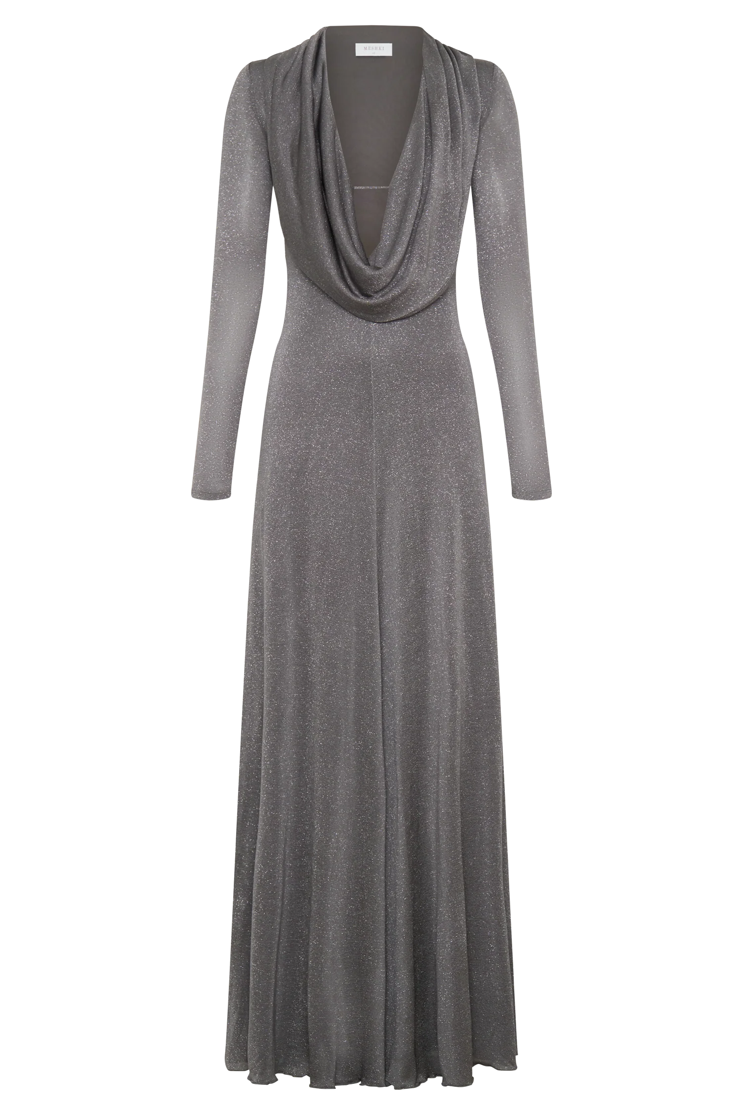 Scarlet Lurex Cowl Maxi Dress Silver