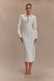 Dorian Fitted Shirt Midi Dress White